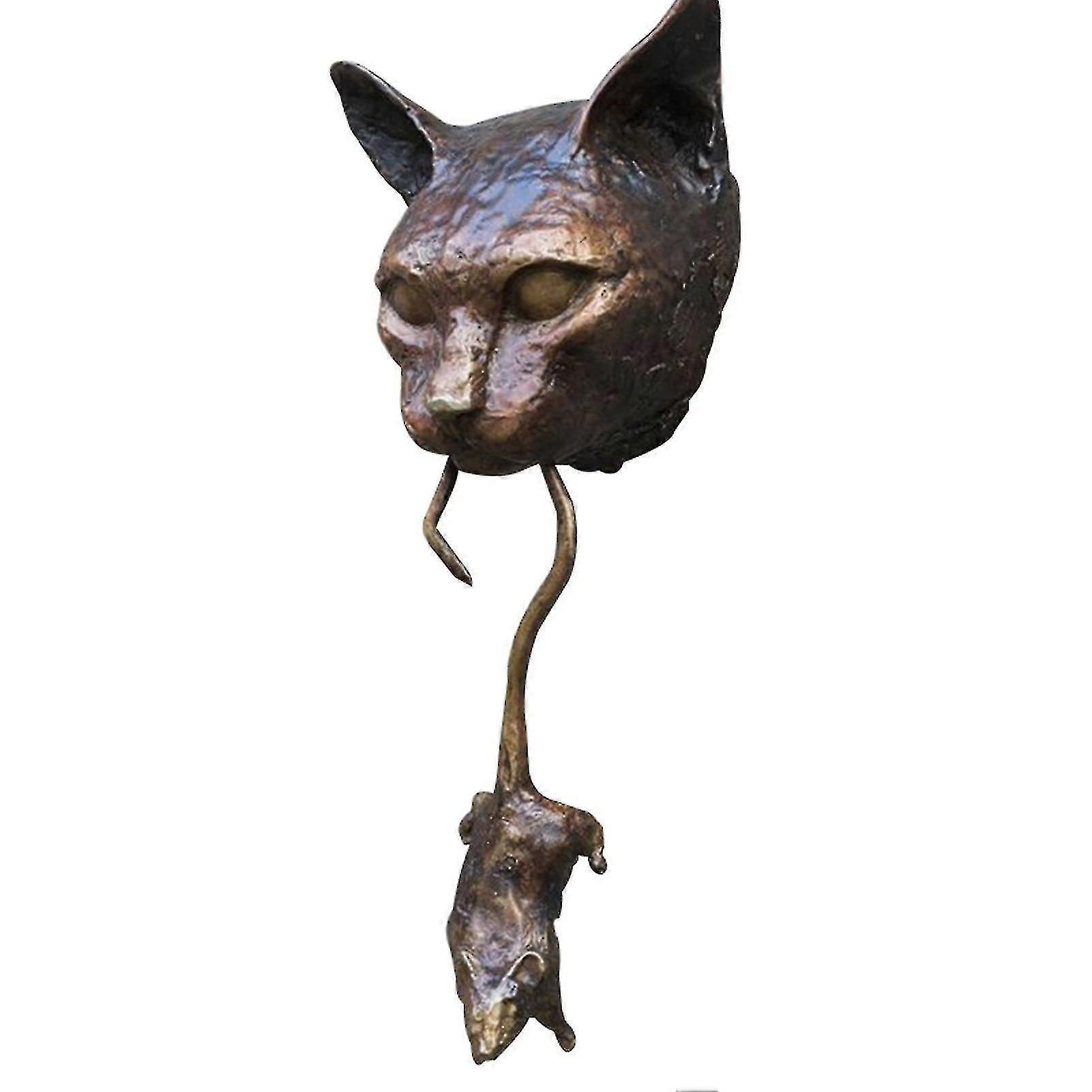 Cat and Mouse Door Knocker Sculpture for Front Door Decor