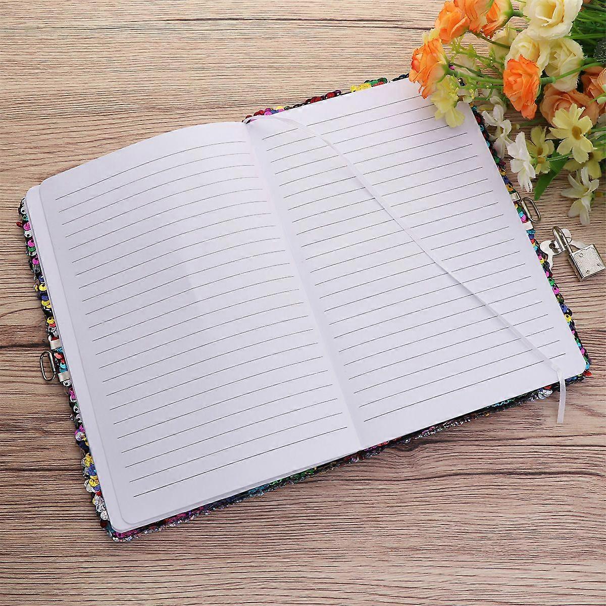 PET Sequin Notebook Notepad Memo Notebook with Lock Note Pads Schedule Checklist for Diary Journal Travel (Colorful)