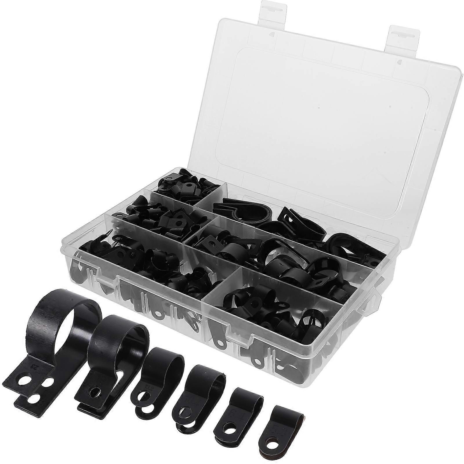 200pcs Cable Clamps Nylon  Cable Clamps Clips Fasteners Wire Clips Assortment Kit