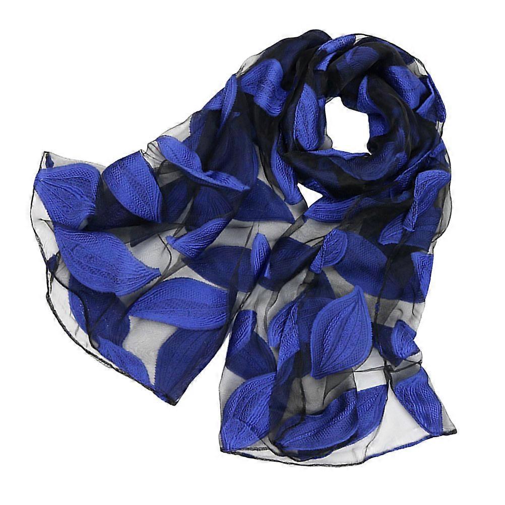 Solid Color Beach Towel Sun Block Cape Leaves Pattern Cloak Summer Scarf Blue