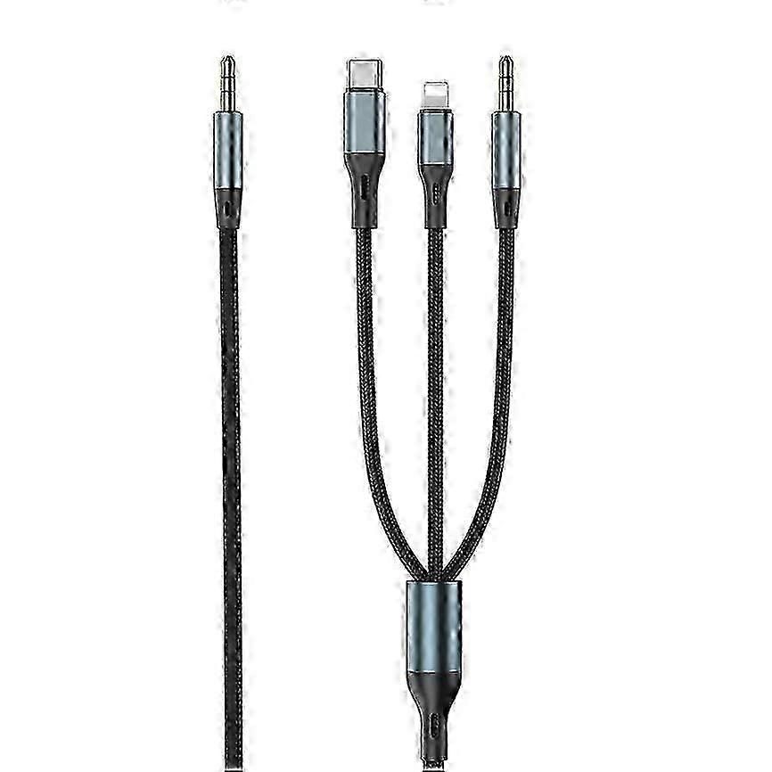 Three-in-one Aux Audio Cable, Type-c Apple 3.5mm Audio Multi-function Car Audio Cable