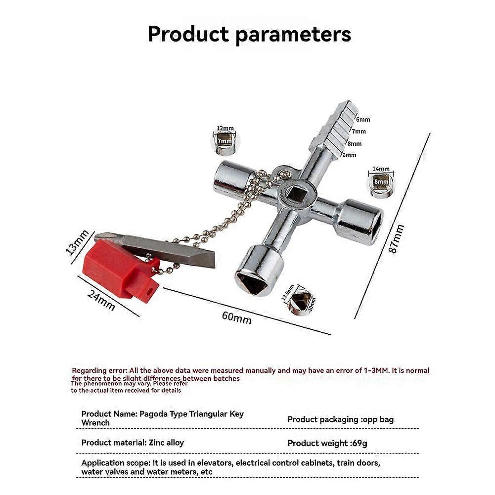 4in1 Key Wrench Electrical Elevator Control Cabinet Valve Inner Triangle Quadrangle Screwdriver Tool Set