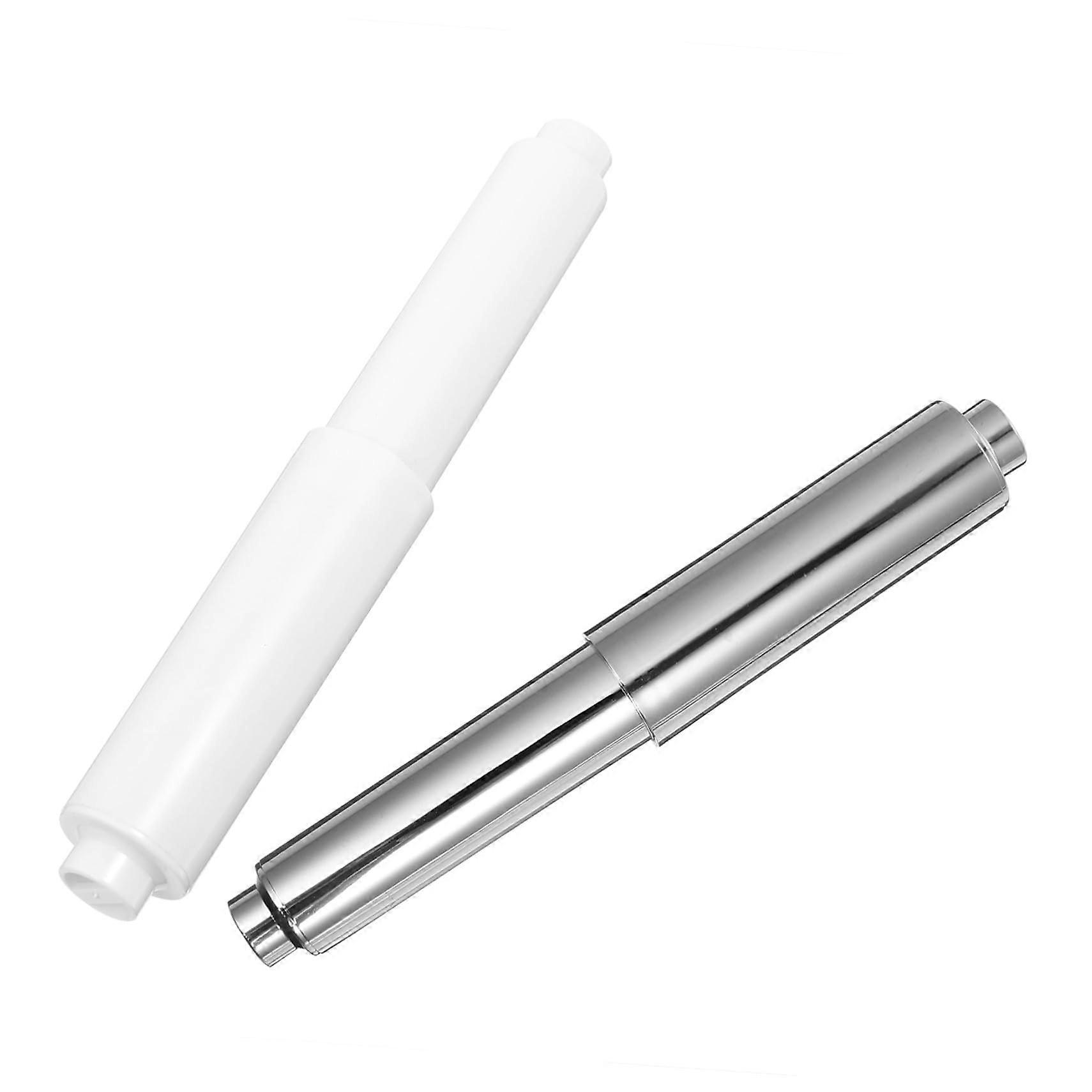 Retractable Toilet Paper Holder Chrome 3pcs Spring Loaded Rods Wall Mounted Quick Roll Replacement