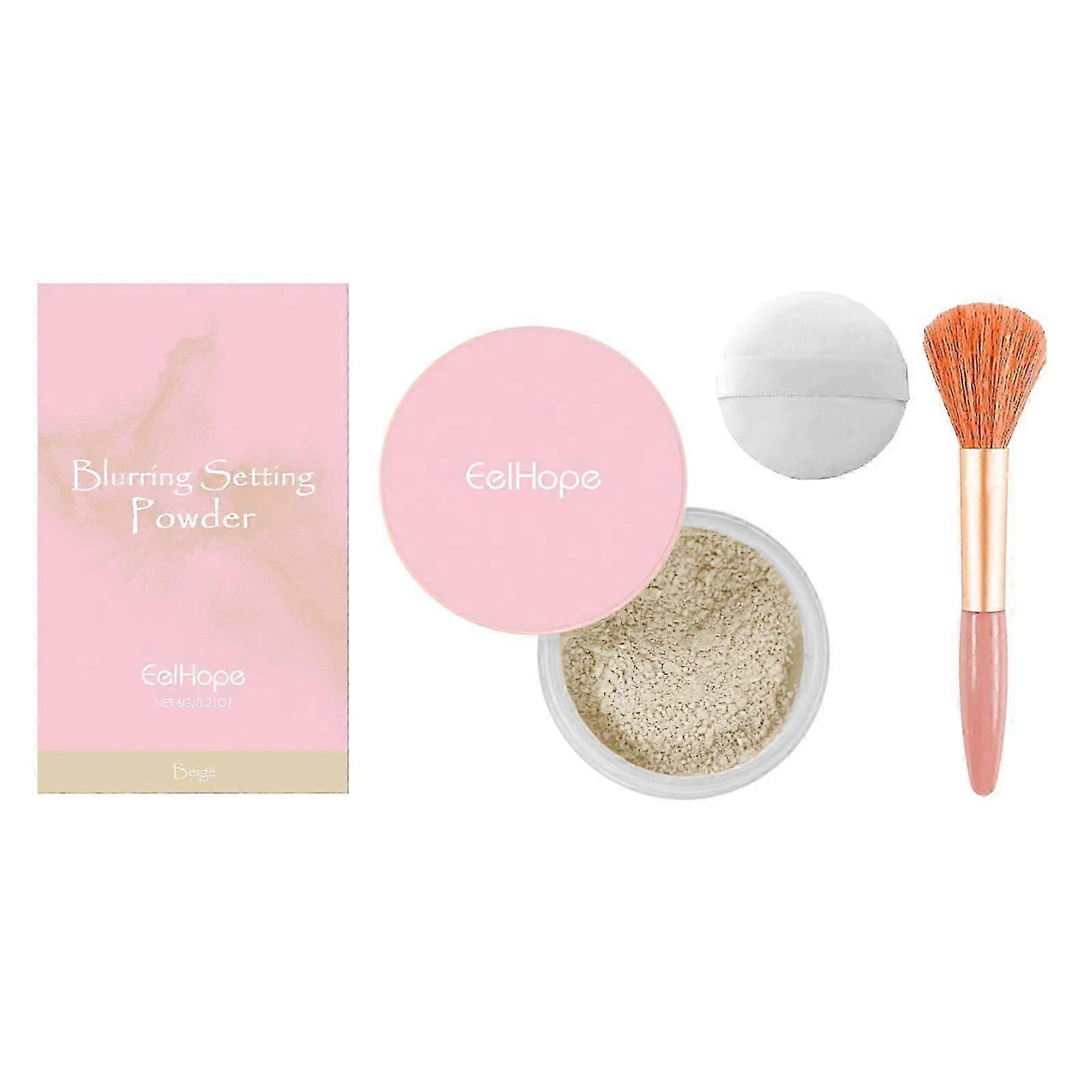 Beige Setting Powder with Brush  Matte, LongLasting, Breathable  OilControl
