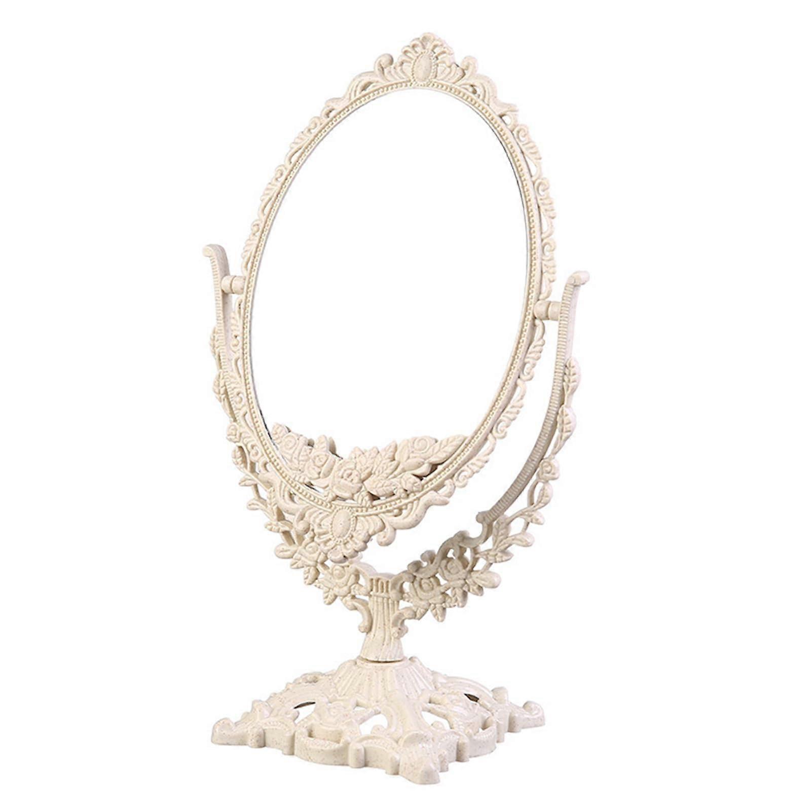 Makeup Mirror 360° Rotation DoubleSided Oval Vanity Mirror Clear Detail View for Desktop Use