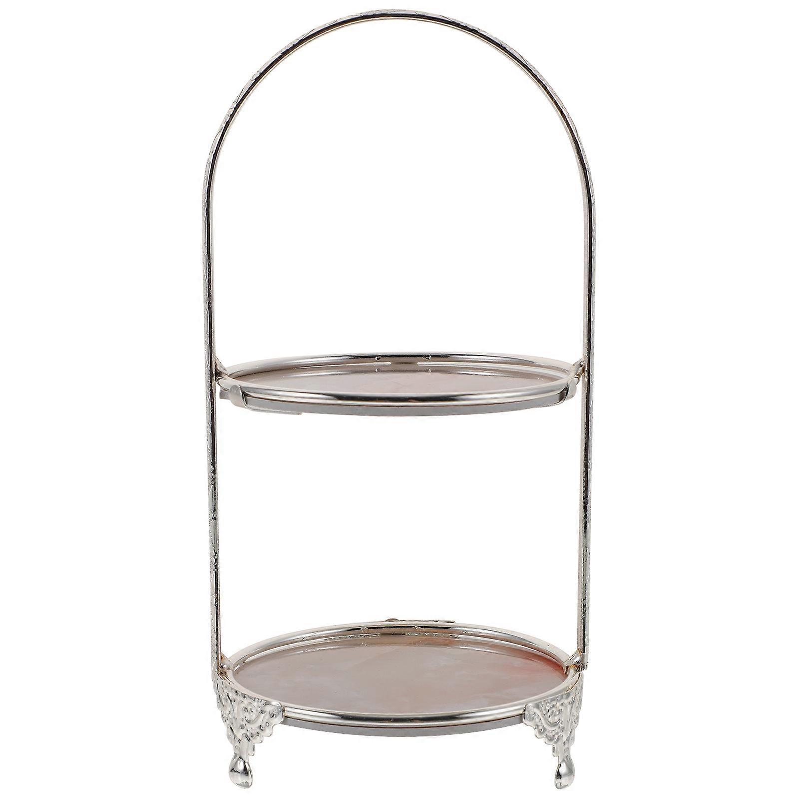Cake Serving Stand Cake Stand for Display 4Pcs Double-Layer Iron Dessert Tray