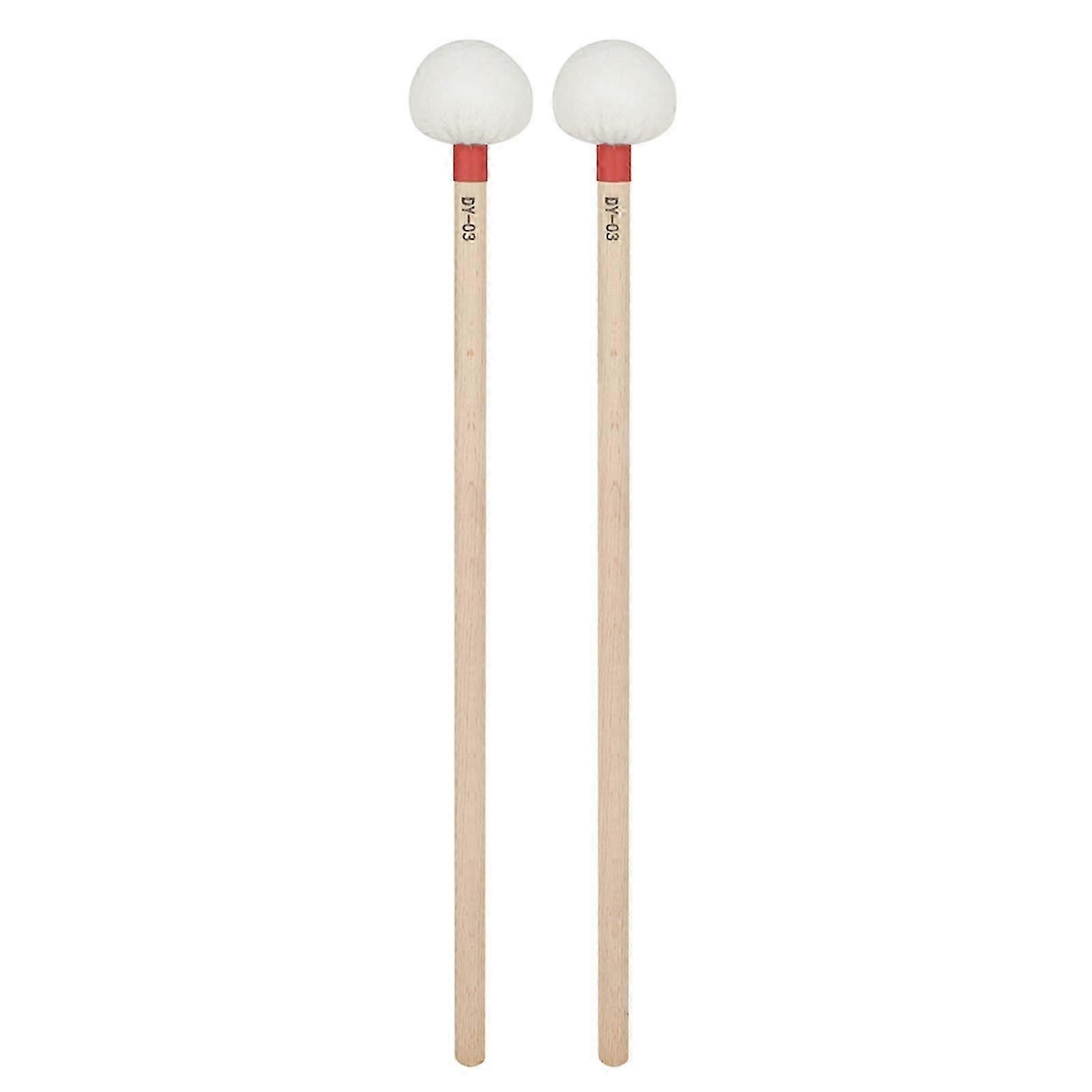 Drumsticks Pair Maple Wood Soft Felt Tip Red Drum Mallets for Drumming Percussion Instruments