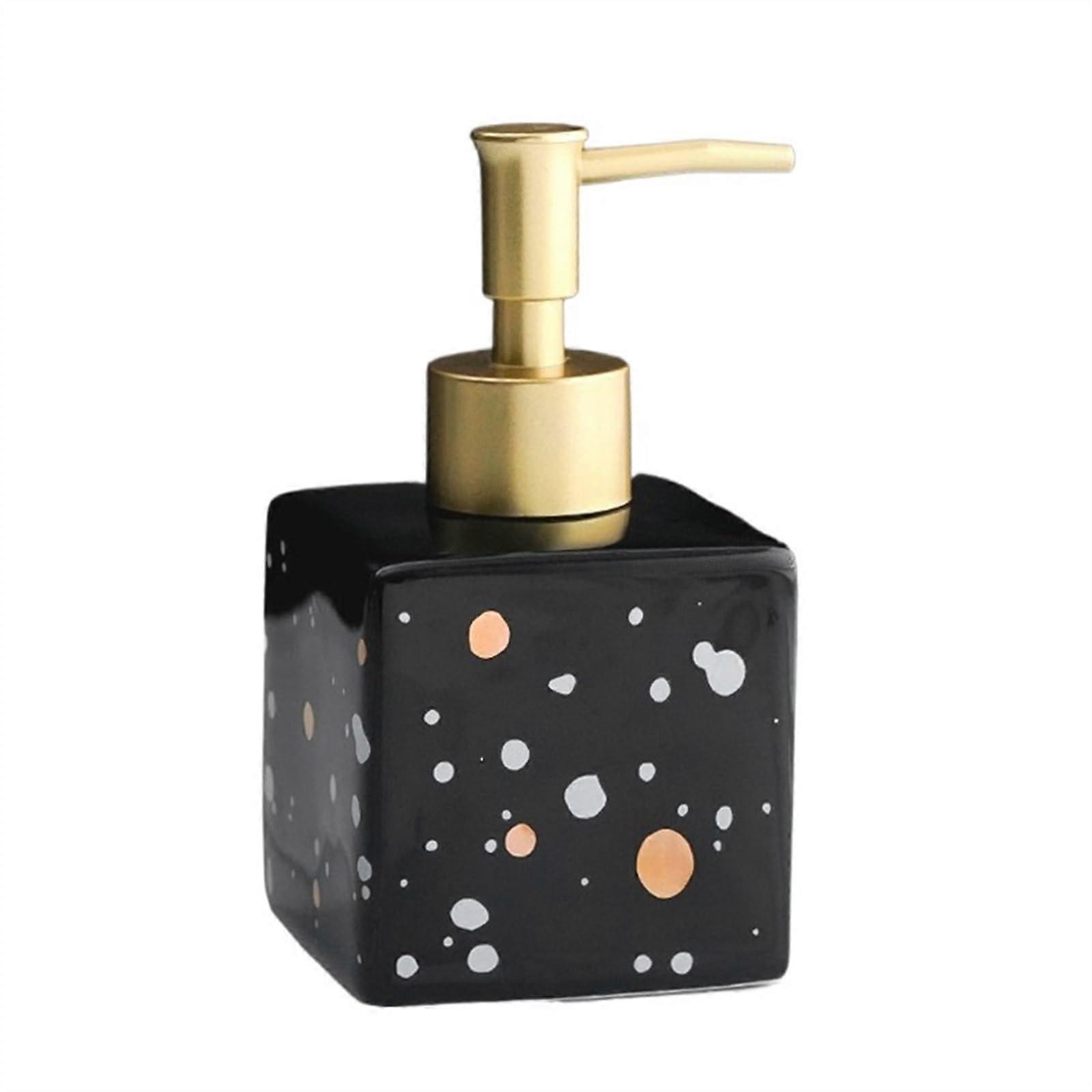 Black Ceramic Soap Dispenser 9.5oz for Bathroom and Kitchen with Easy Refill Pump Head