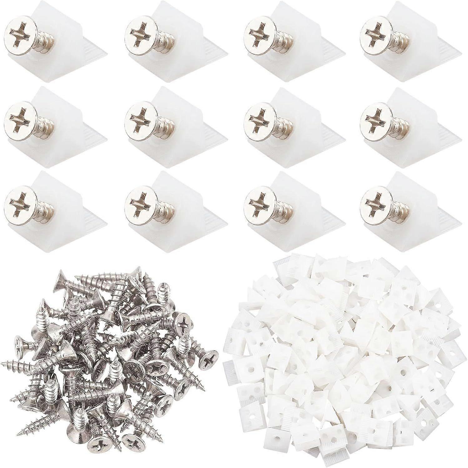 1 Box 55Pcs Drawer Supports Drawer Repair Kit with 55pcs Screws White Drawer Bottom Sagging Repair Fixing Mending Wedges Plastic Corner Brace Angle Co