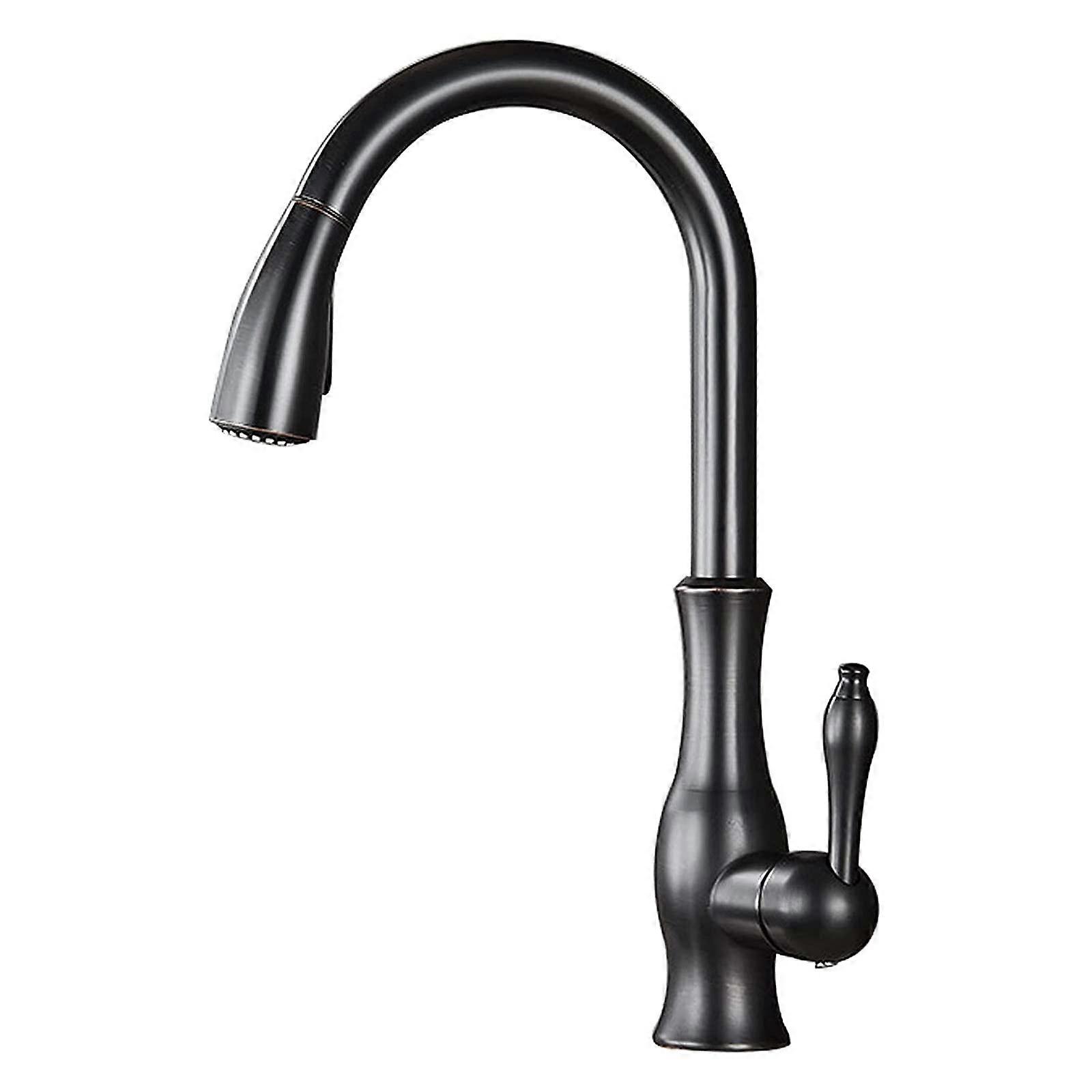 Pull Down Kitchen Faucet with Sprayer, Touch Control  Arc 360 Swivel Brass Tap Black Bronze