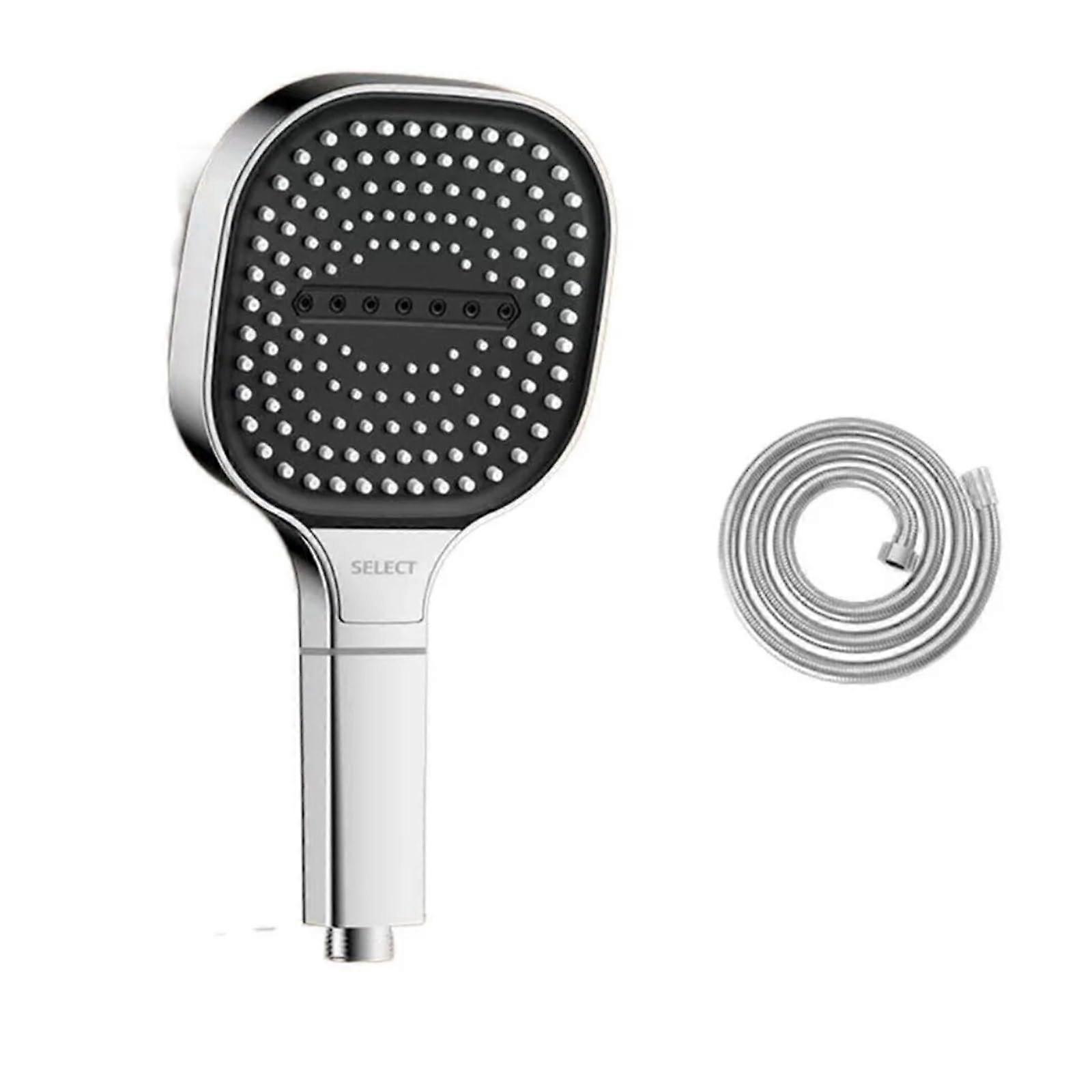 Pressure Handheld Shower Head with Adjustable Spray Modes and Pause Switch, 12cm Large Rainfall, 1.5m Hose Silver