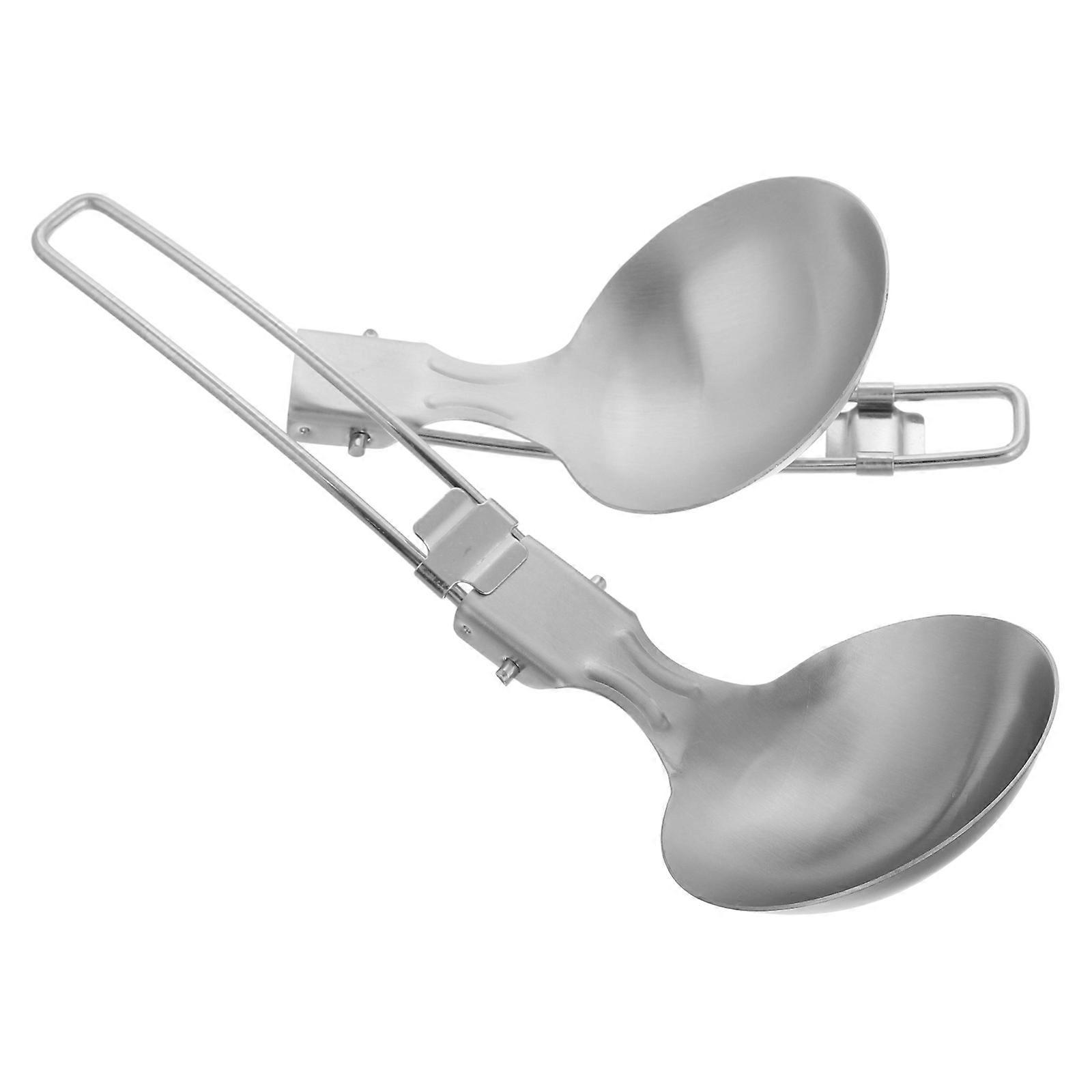 Outdoor Kitchen Utensils Stainless Steel Spoon for Serving 2Pcs Set