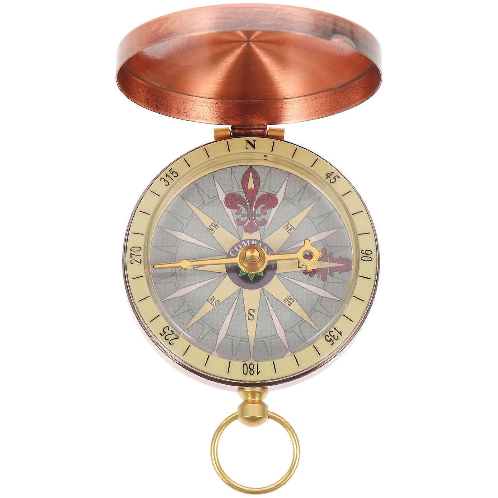 Portable Compass Pocket Watch for Hiking Retro Copper Compass