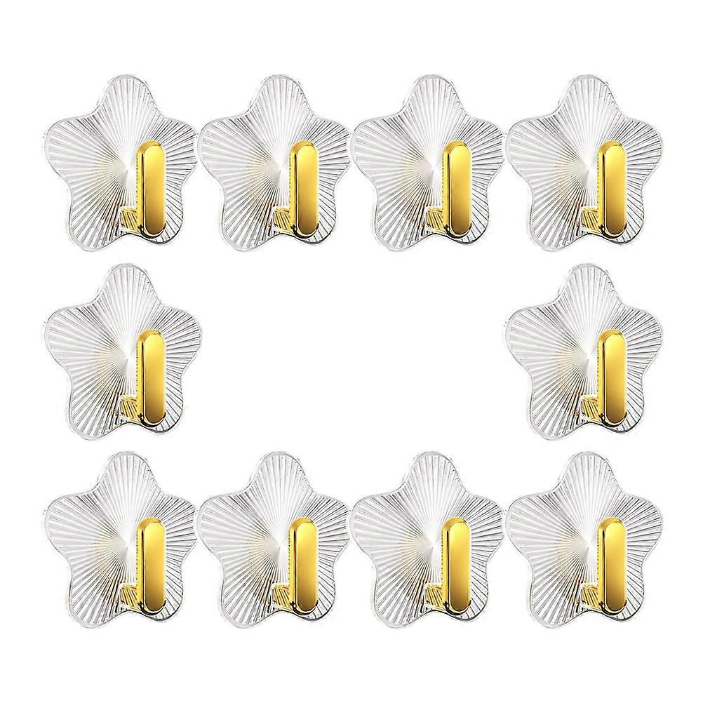 Star Decorative Hook for Wall Mount with 10Pcs Self Adhesive Hanging Hooks