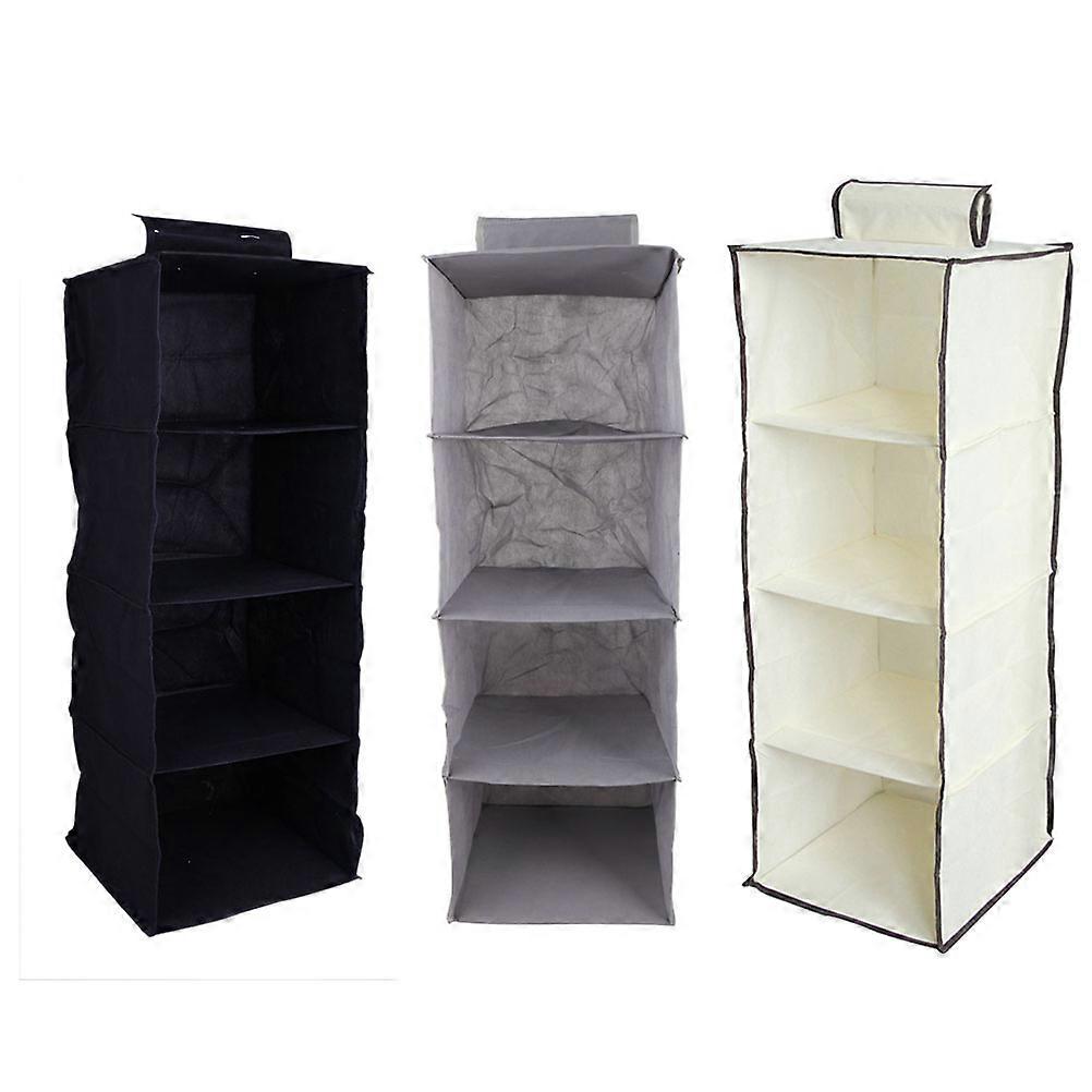 Space Saving Hanging Storage Pocket with 4 Layers for Adults Grey Rectangular Foldable Bag 1Pcs