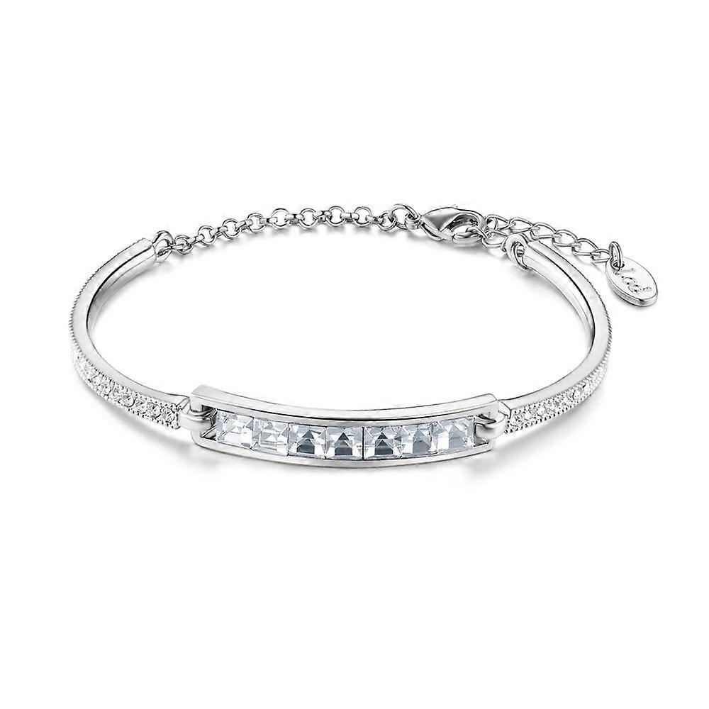 Alloy Bangles with Grade AAA Cubic Zirconia Platinum 150mm