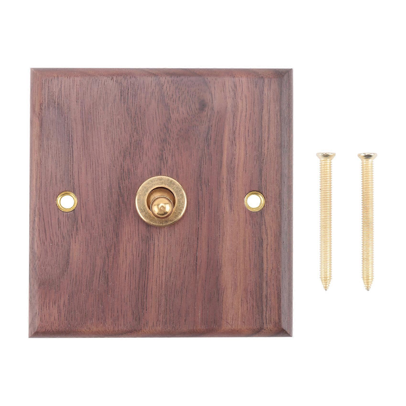 Retro American Industrial Style Light Switch Socket, Solid Wood Brass Toggle Switch Plate(1 Open)