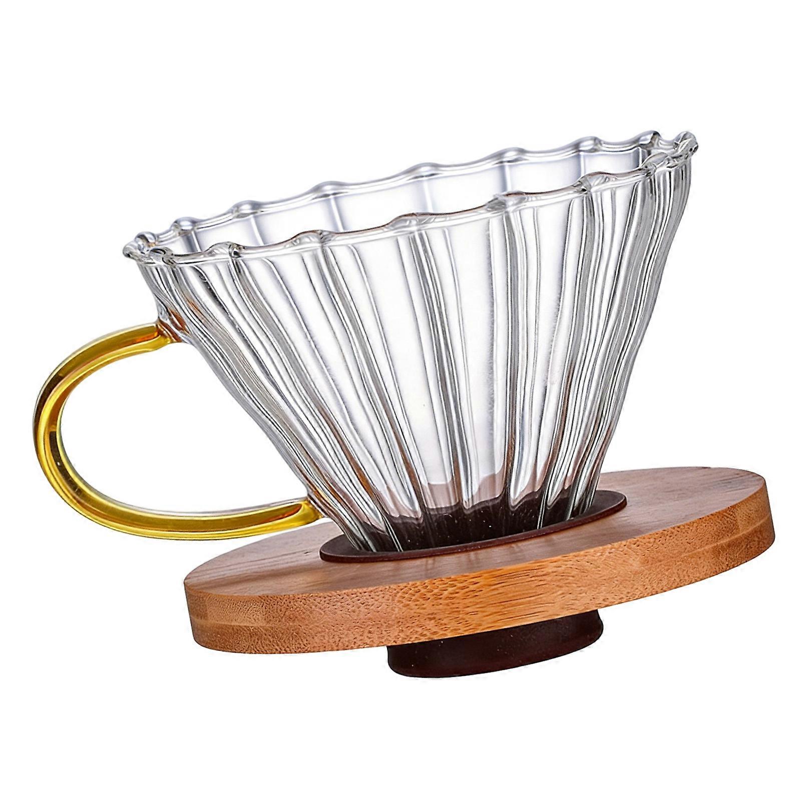 Functional Stable Wood Base Glass Filter 11.5cm Diameter Stable Dripper Large Capacity Brewing Tool Multicolor