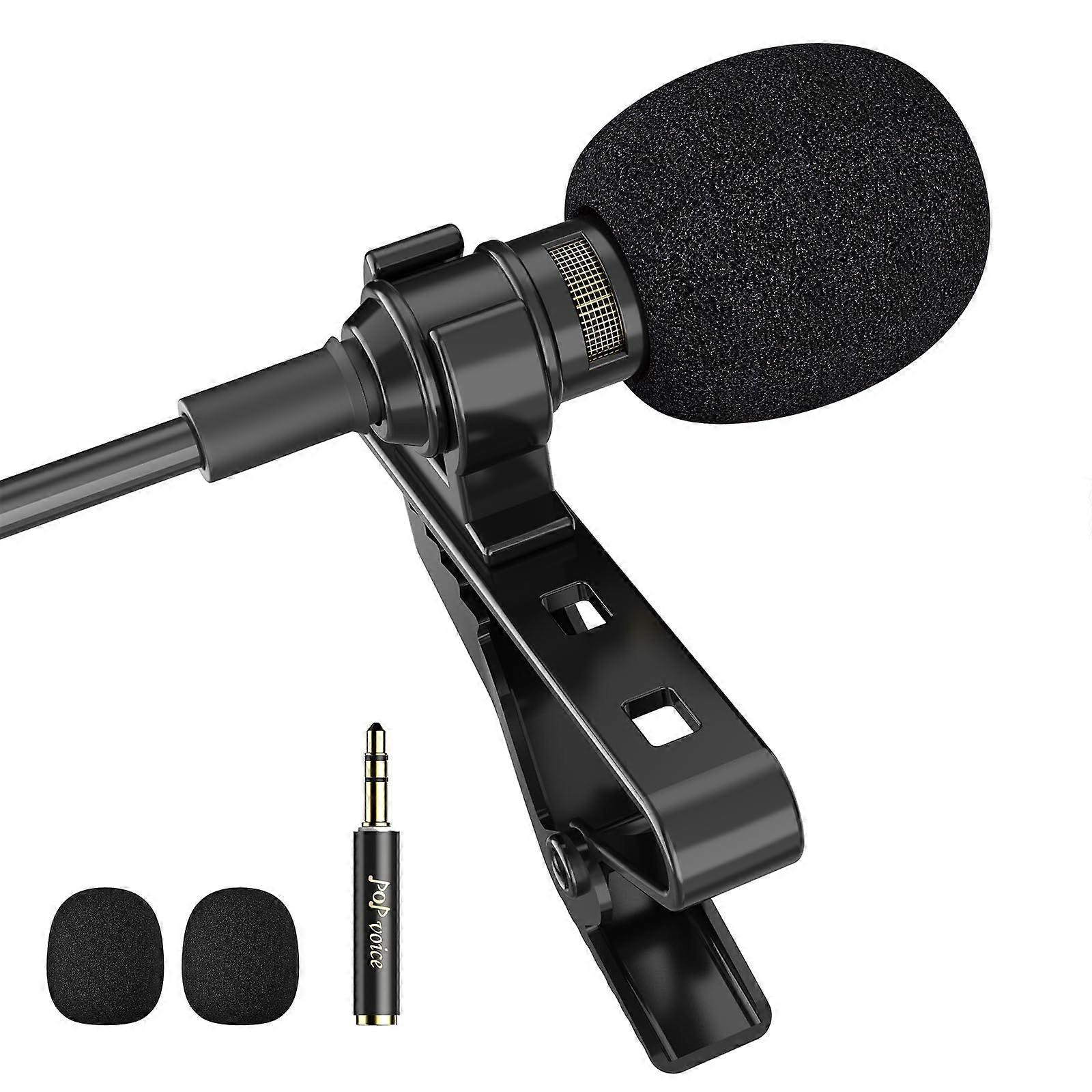 Professional Lavalier Lapel Microphone Omnidirectional Condenser Mic for iPhone Android Clear Voice Recording