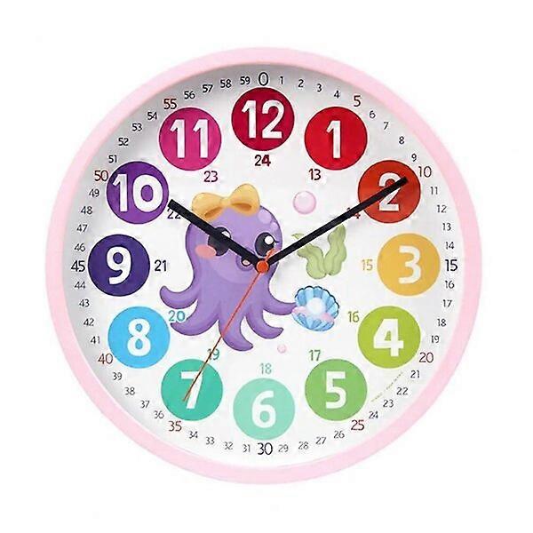 Children's Wall Clock, Silent Sweep Movement, 25cm Round, Creative Enlightenment Learning Clock