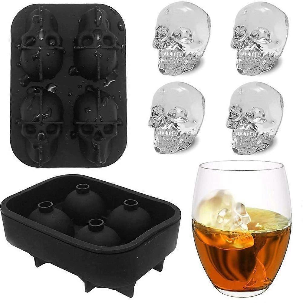 4Grid Halloween Skeleton Ice Cube Mold Silicone Tray for Drinks Chocolate Dessert Baking