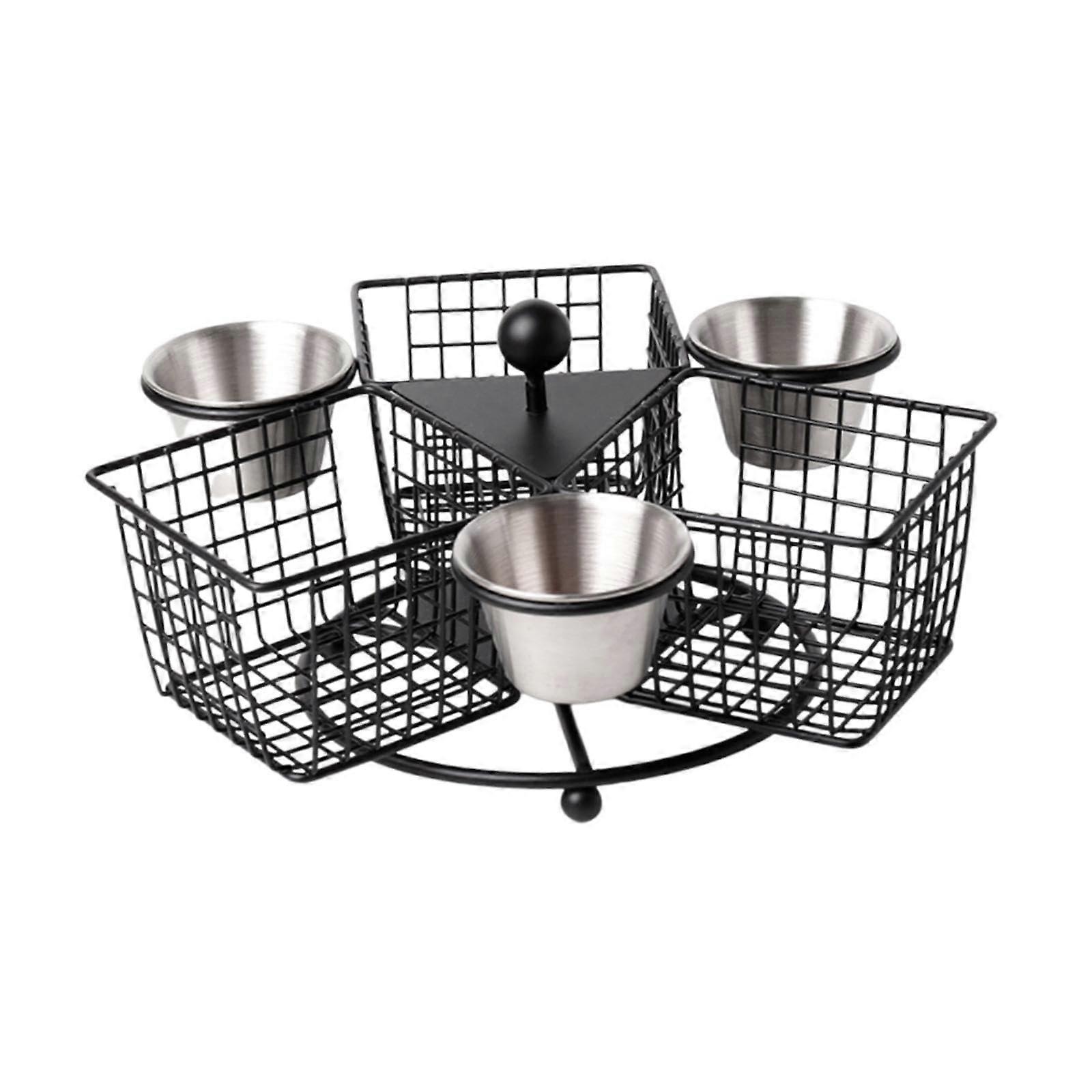 Deep Fry Basket with Rotating Design and Divided Compartments for Kitchen and Restaurant Use