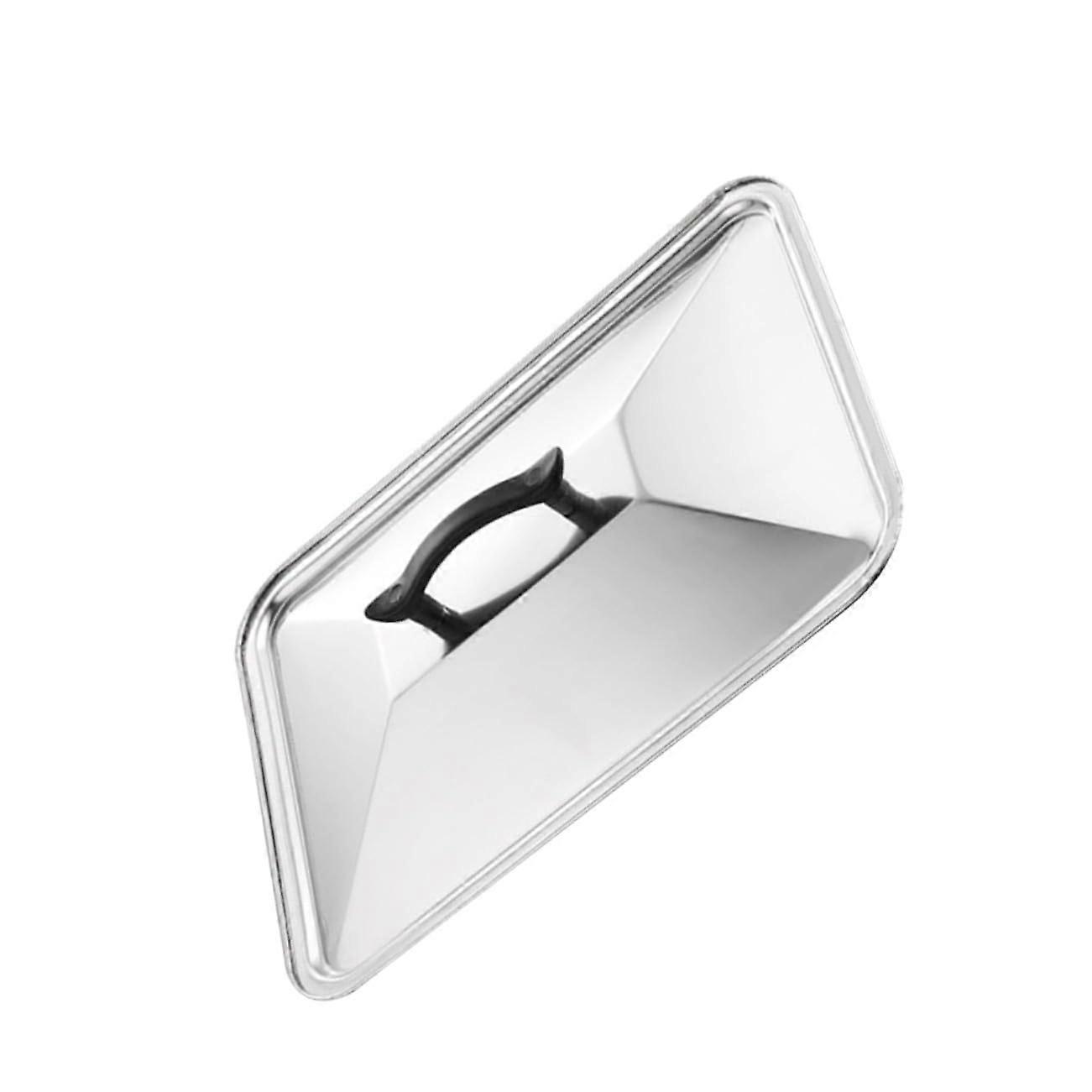 Stainless Steel Pot Lid Rectangular Cover with Large Handle Steam Retention and Splatter Guard