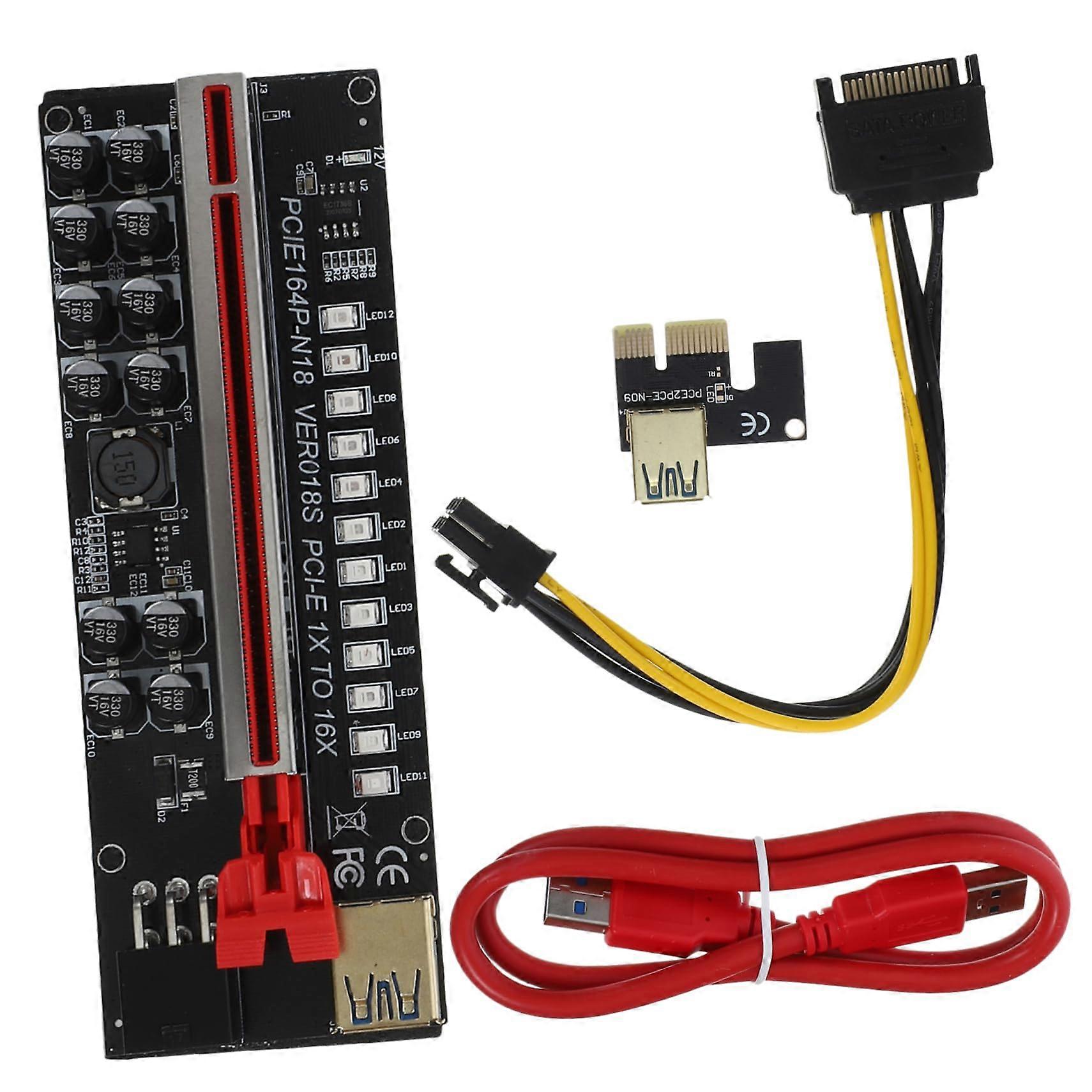 PCIe Riser Card for Mining GPU with Solid Capacitors and Stable Power, Random Color