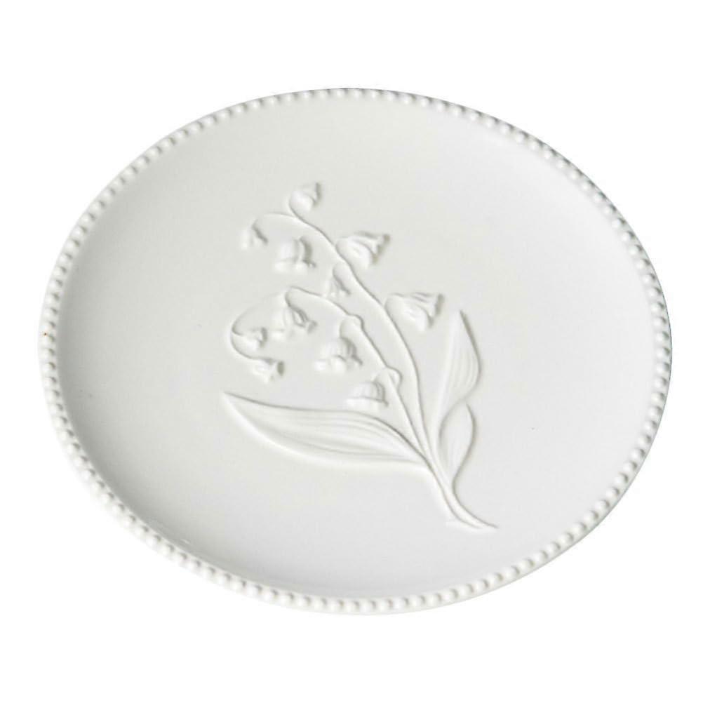 White Embossed Ceramic Dinner Plate and Serving Platter for Steak Dessert Cake Salad