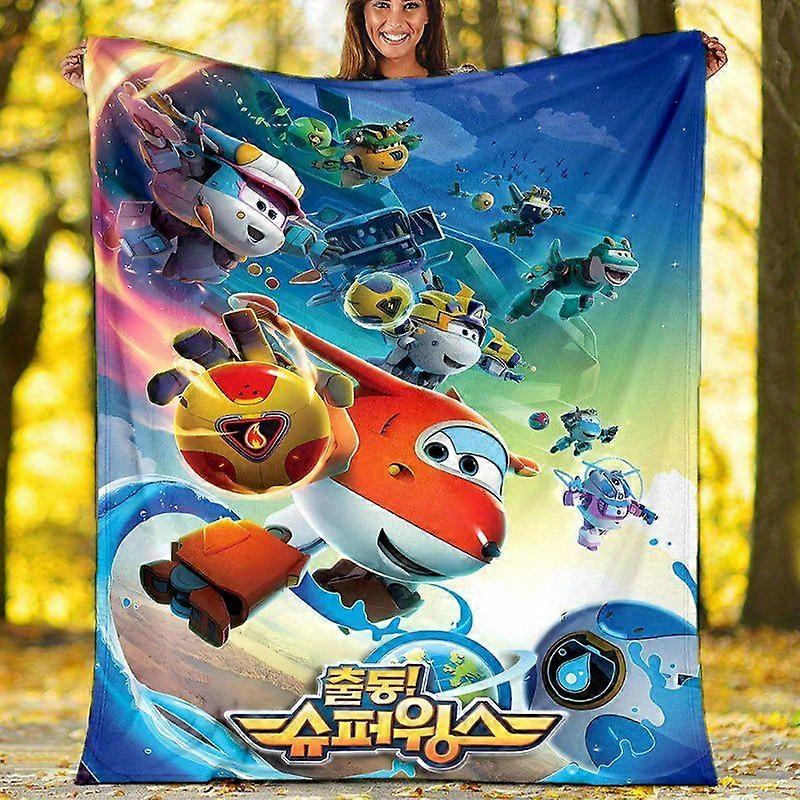 Super-Wings Themed Blanket Comfortable And Warm Digital Print Polyester Knit Ideal for Napping Camping