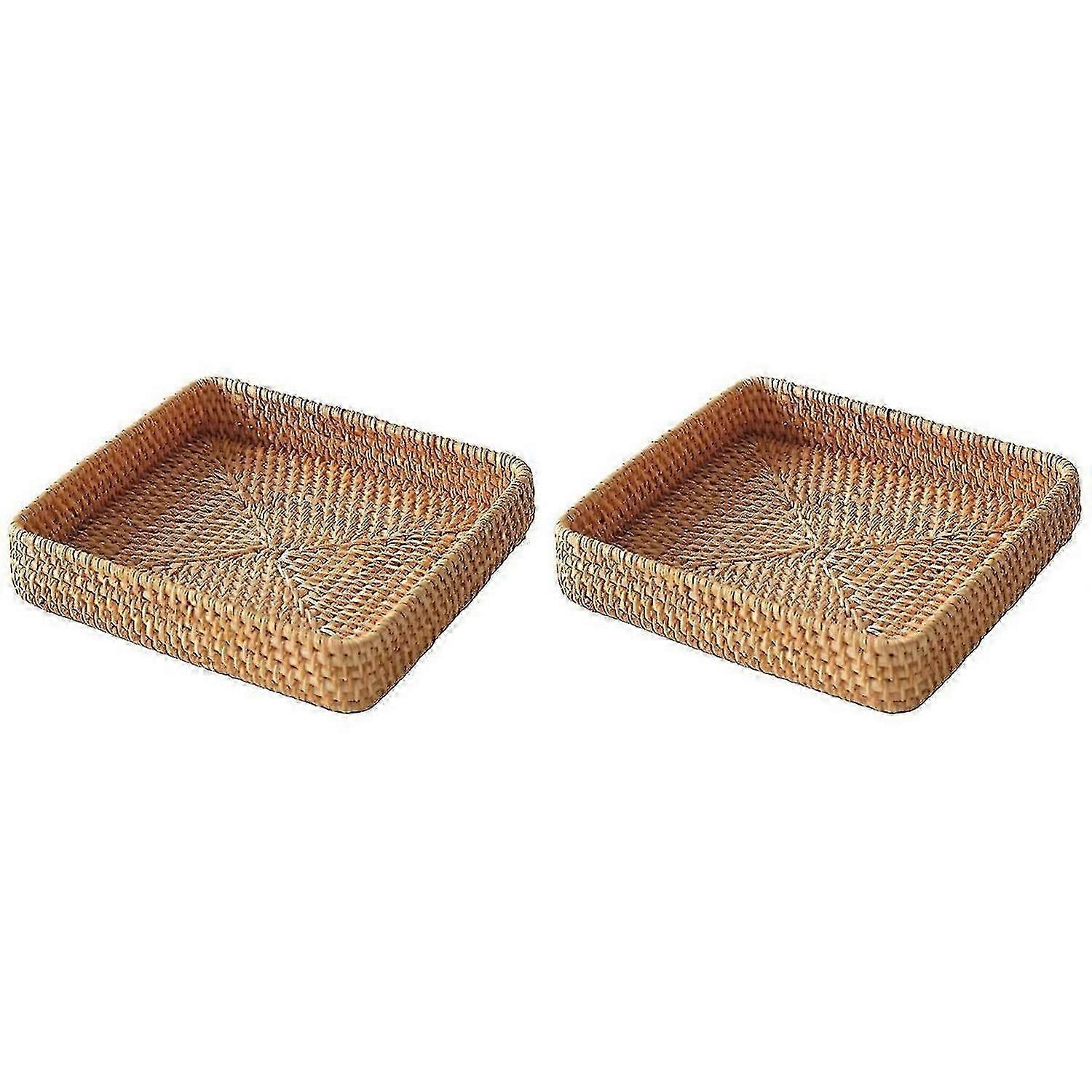 Wicker trays, square woven trays, wicker storage baskets