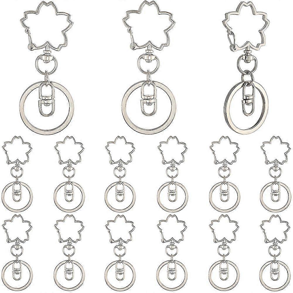 18pcs Alloy Keychain Clasps Flower Platinum 71.5mm
