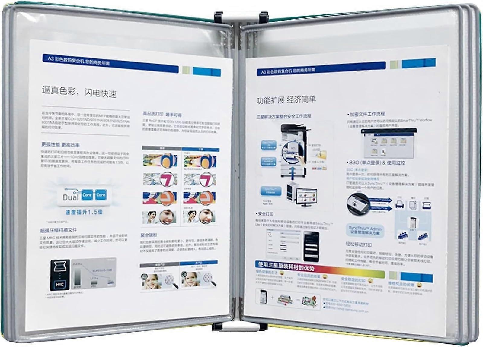 Wall Mounted Flip Display Folder with 5 DoubleSided A4 Panels, ColorCoded Document Organizer