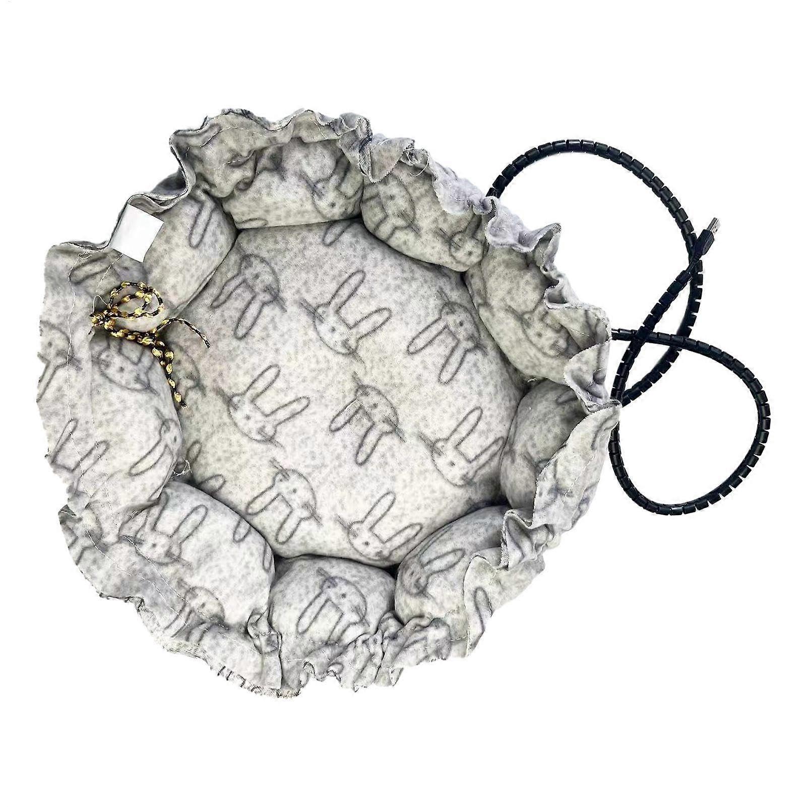 USB Cat Heating Pad for Winter, Fast Heating Plush Pet Heating Mat with Chew Resistant Cable, Grey Penguin