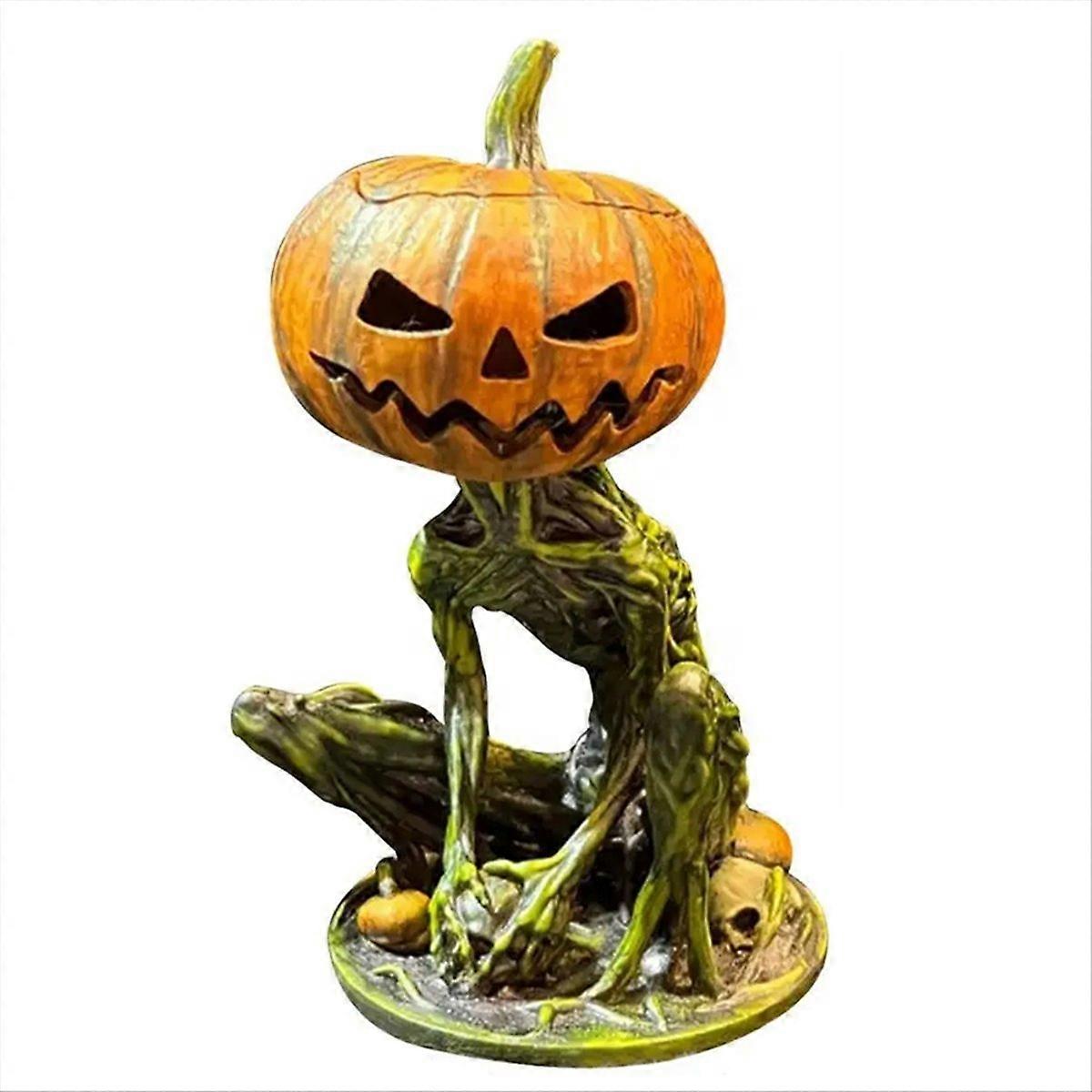 Horror Pumpkin Statue Resin Pumpkin Human Decor Sculpture Decorations