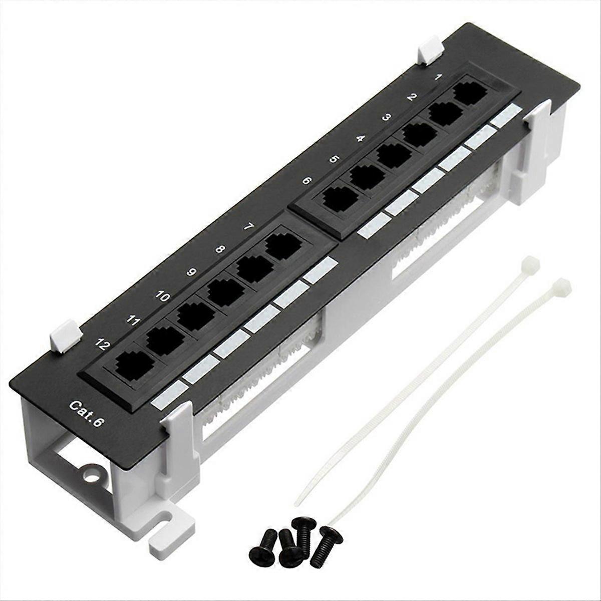 Network Tool Kit 12 Port CAT6 Patch Panel RJ45 Networking Wall Mount