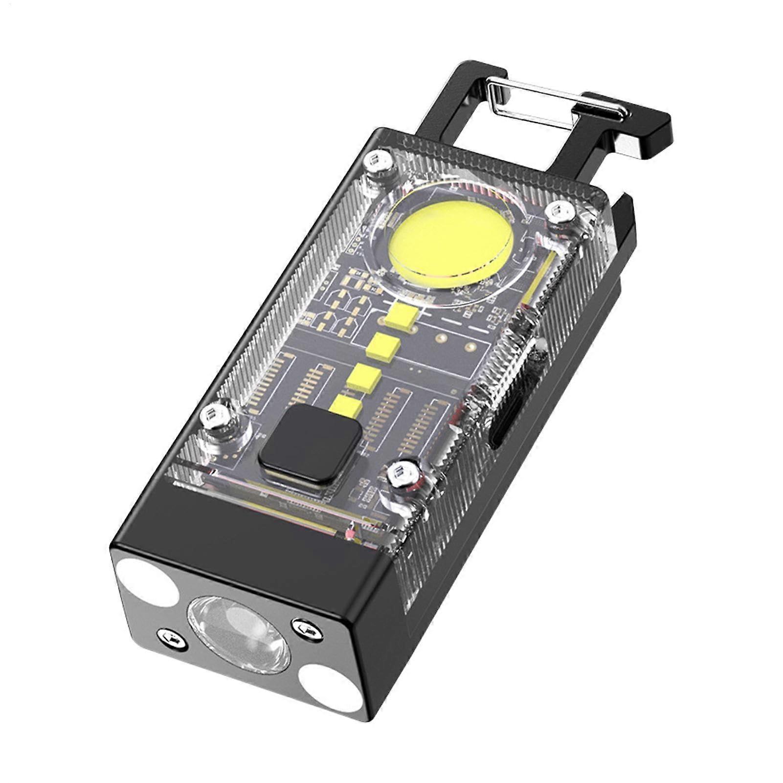 Waterproof Keychain Flashlight with Magnetic Base, Rechargeable 9Mode Mini LED Torch for Hiking