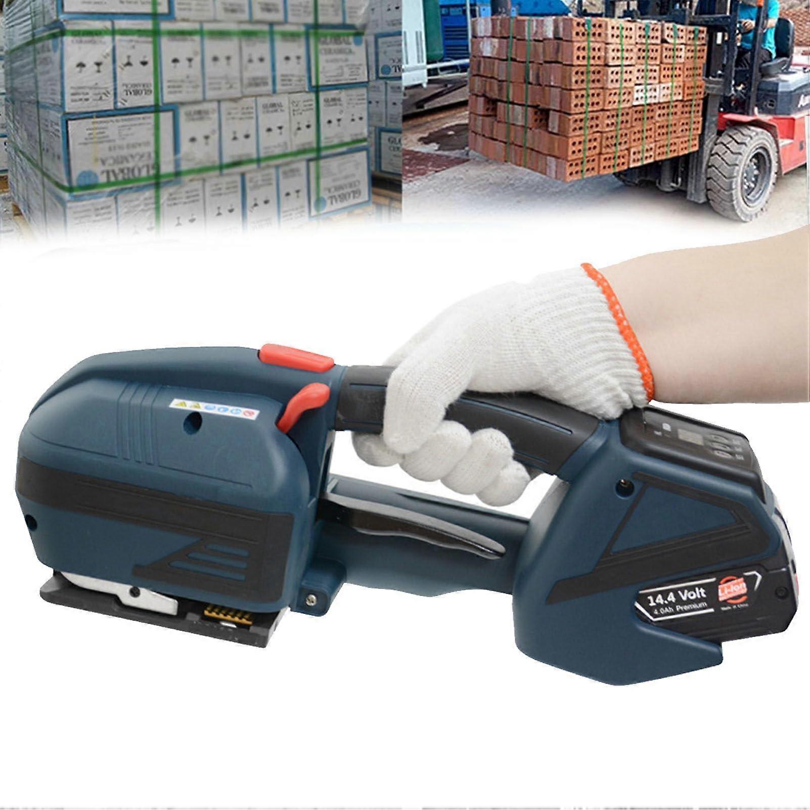 Electric Strapping Machine with LCD, 4000mAh Battery Powered Tool for PP PET Straps Packaging