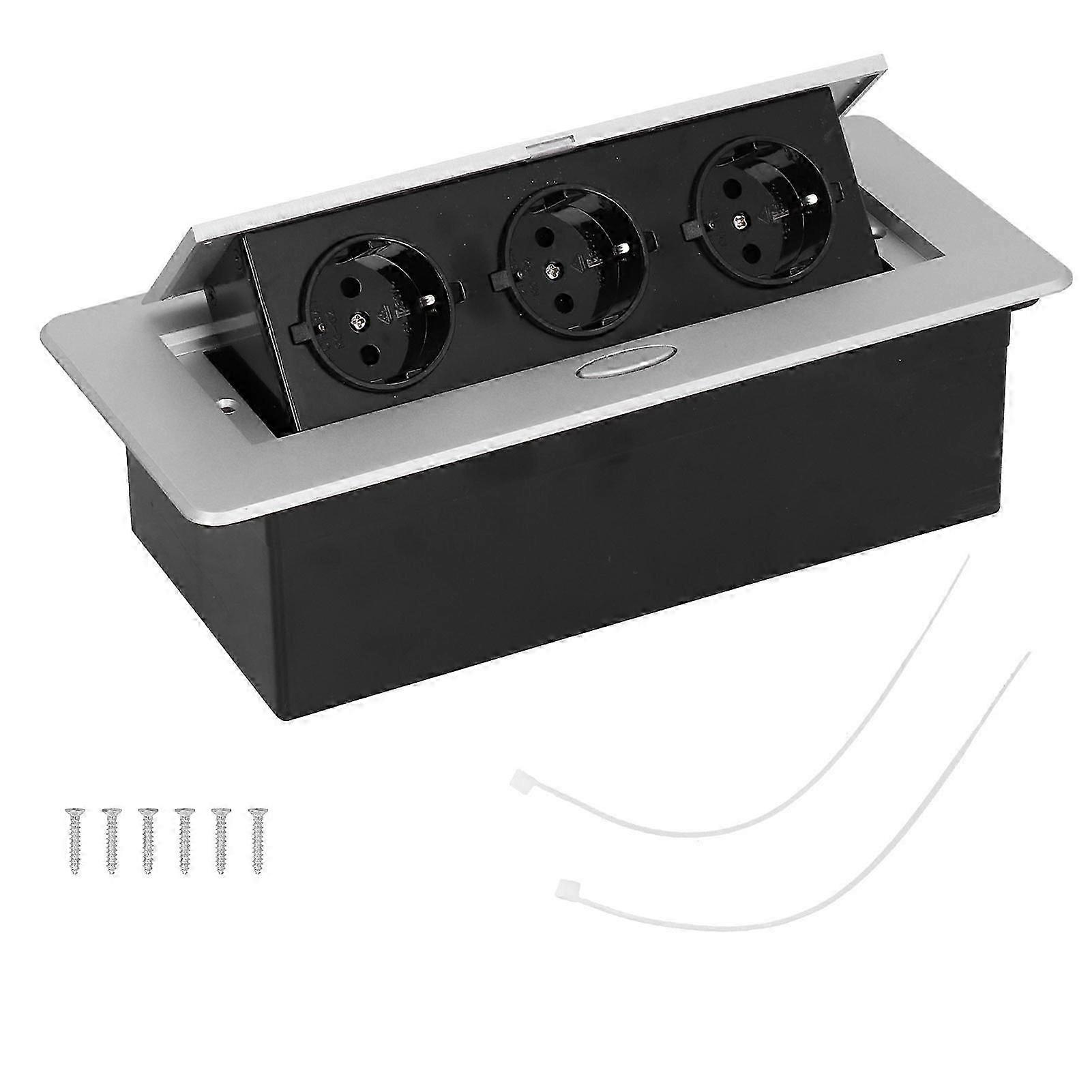 Desktop Socket Embedded Power Outlet 3 Position Charging Socket for Office Building Residential 250V