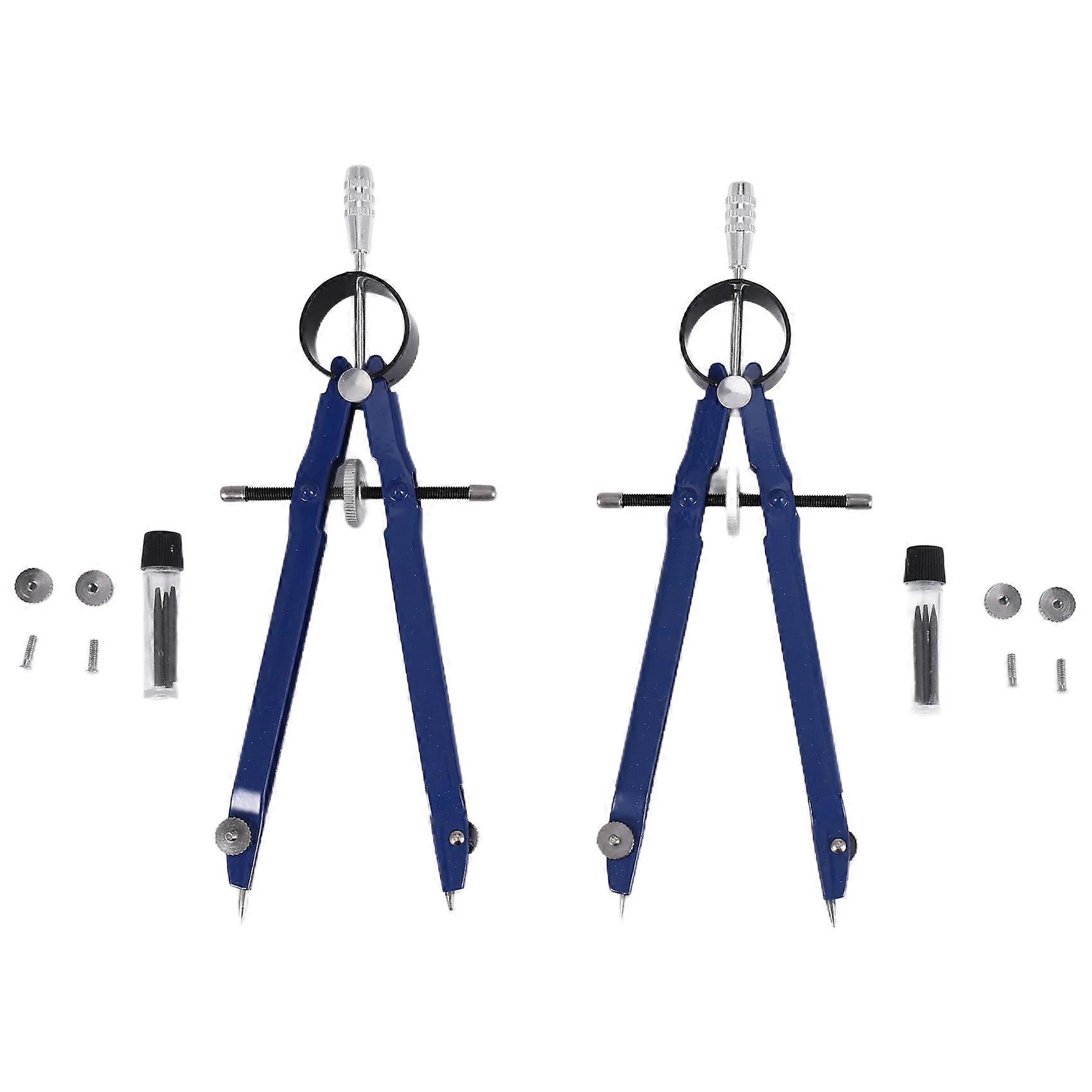 2 Pack Drafting Compass with Lock Math Bow Compass Drawing Metal Compass with Wheel Geometry Compass Bow Divider Precision Student Compass for Art Sch