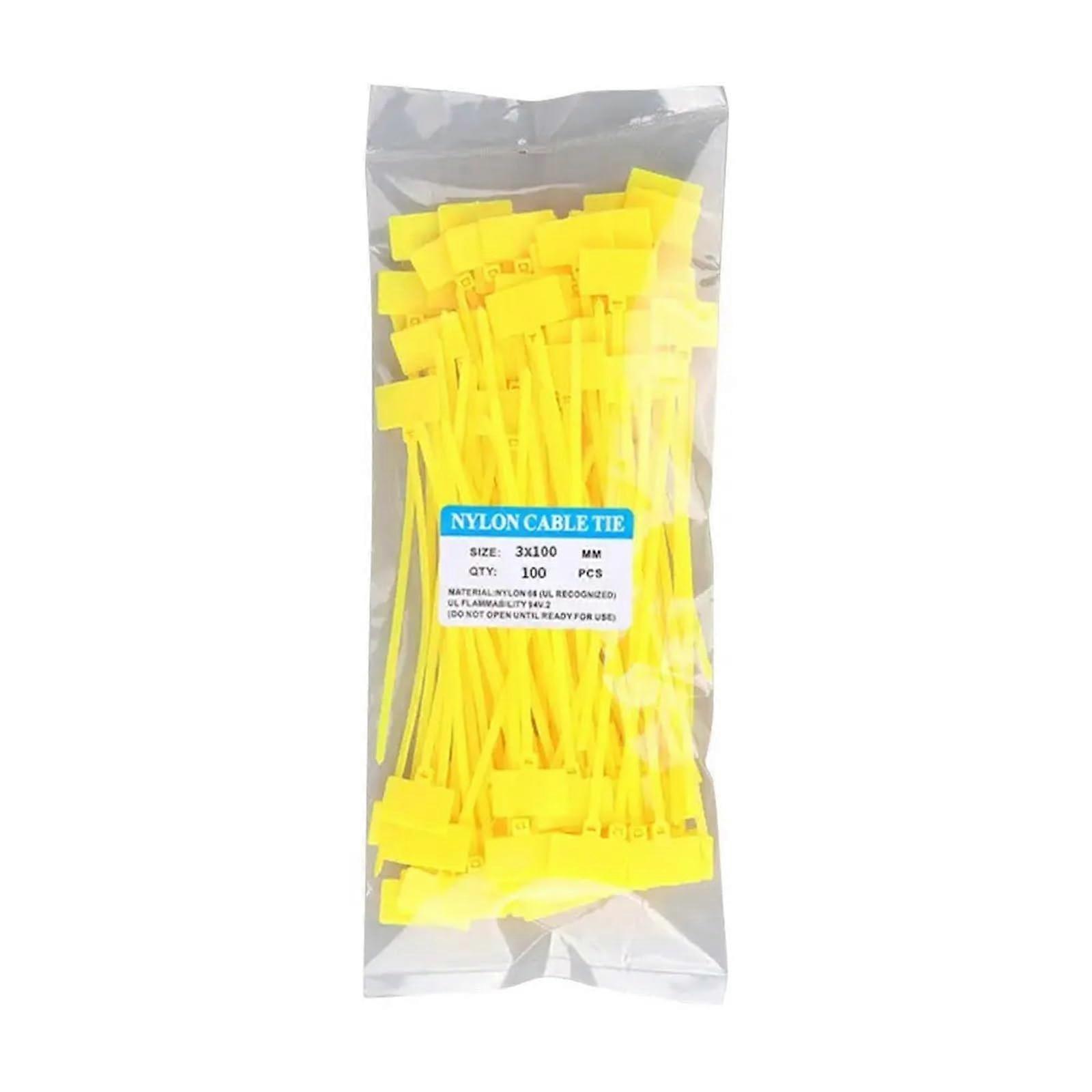 Yellow Cable Ties with Labels 100Pcs Nylon Zip Ties Marker Tags SelfLocking for Easy ID