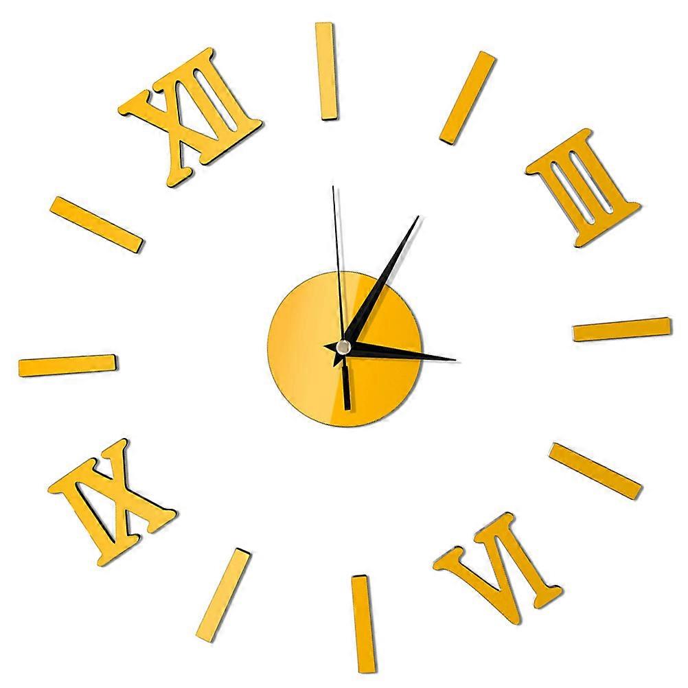 Wall Clock 3D Frameless Mirror Clock for Time Keeping Gold