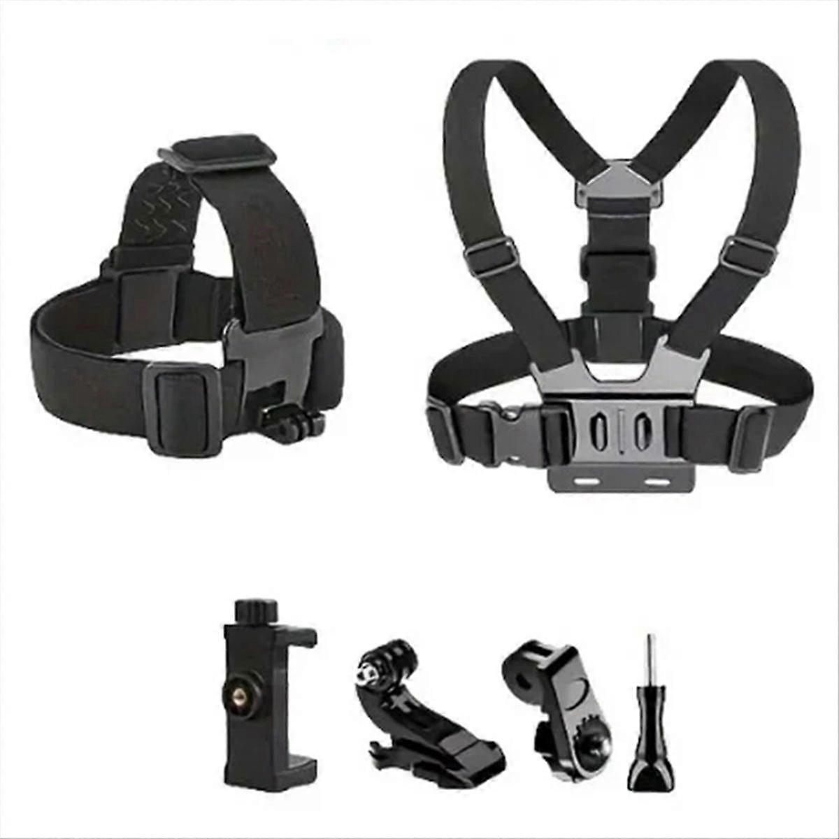  6pcs Action Camera Kit Head Strap Chest Strap Mount Adjustable for Phone Enhanced Stability