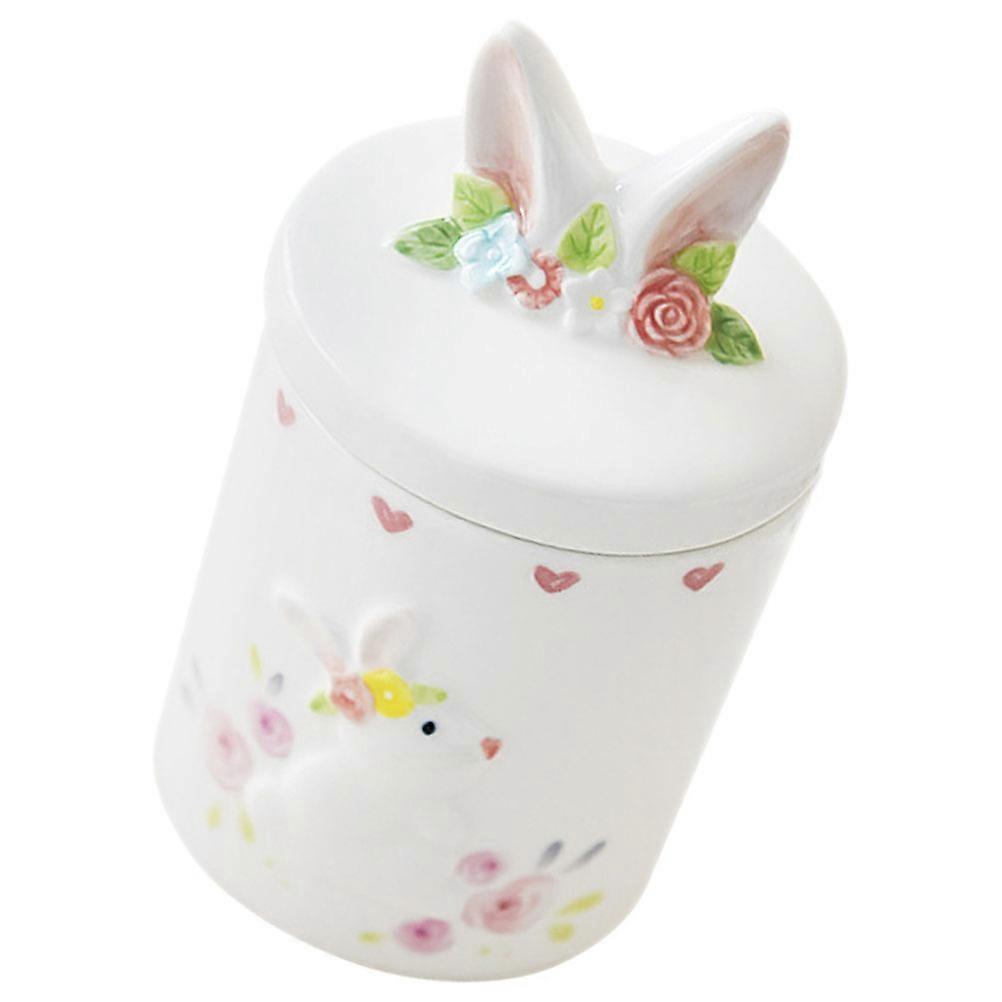 Ceramic Candy Jar for Storage Easter Themed Rabbit Cute White Jar