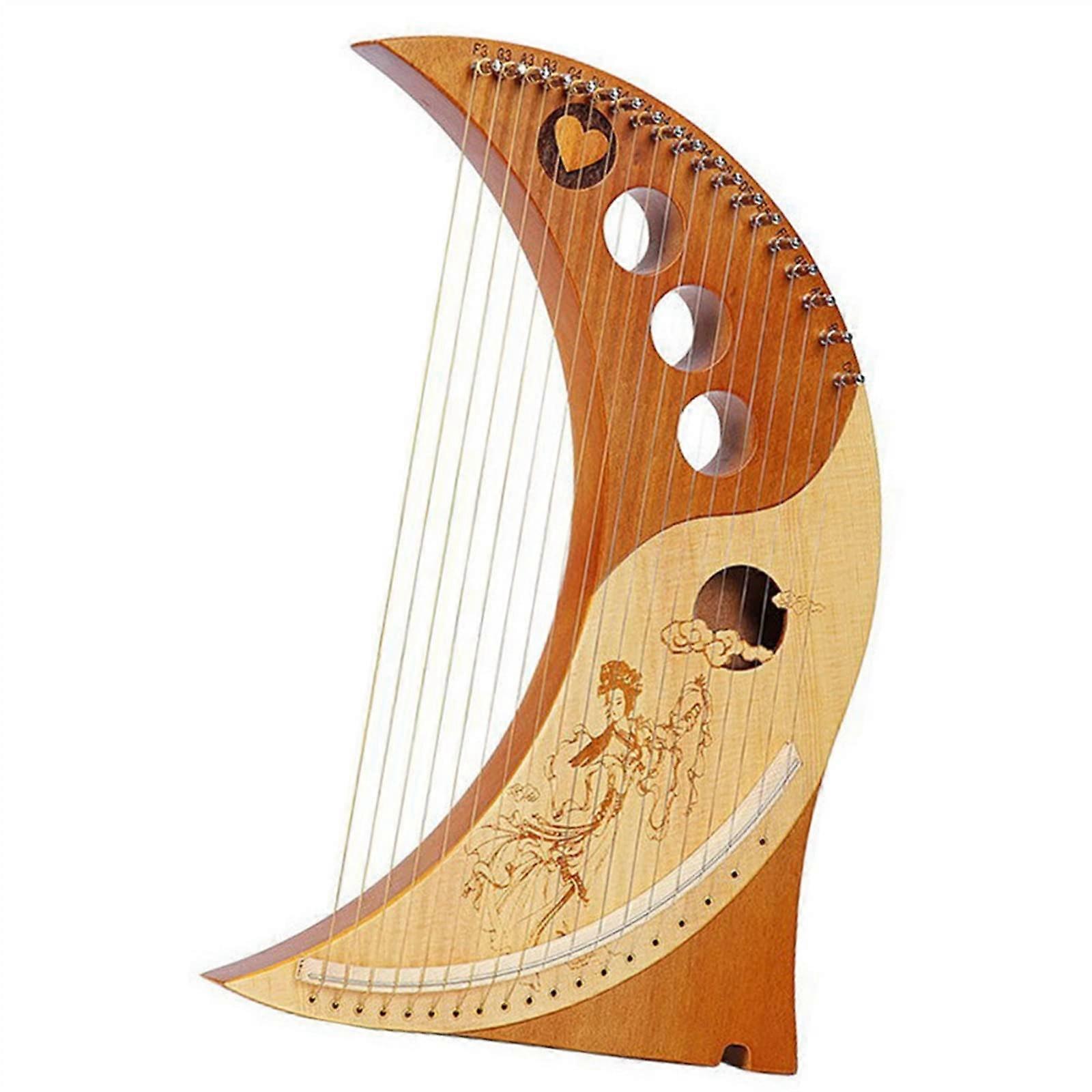 19 String Lyre Harp Solid Mahogany Warm Tone Musical Instrument for Beginners