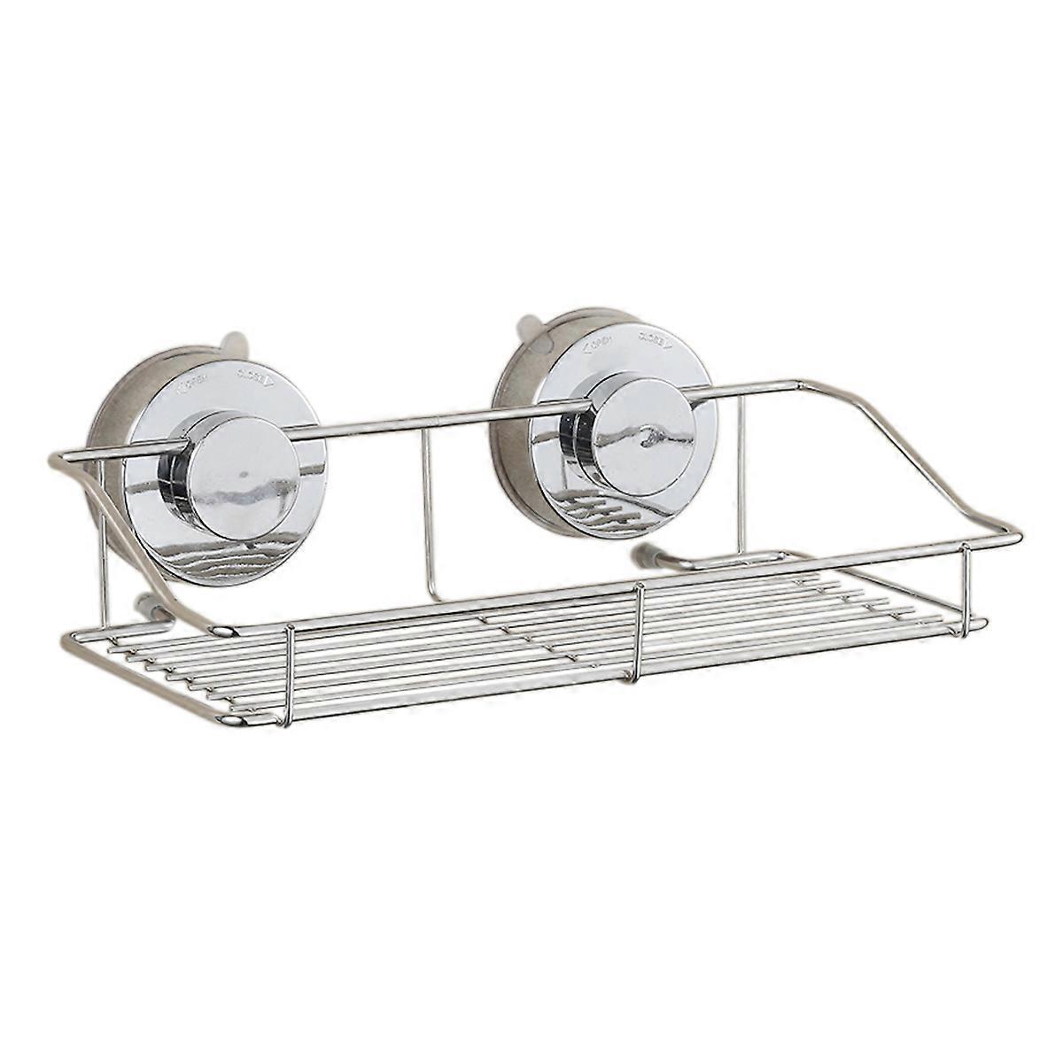 Silver Bathroom Rack Wall Mounted for Storage with Suction Cup