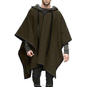 Men's Alpaca Wool Hoodie Poncho: Warm, Soft, Handmade Winter Cape, Loose Fit 3XL