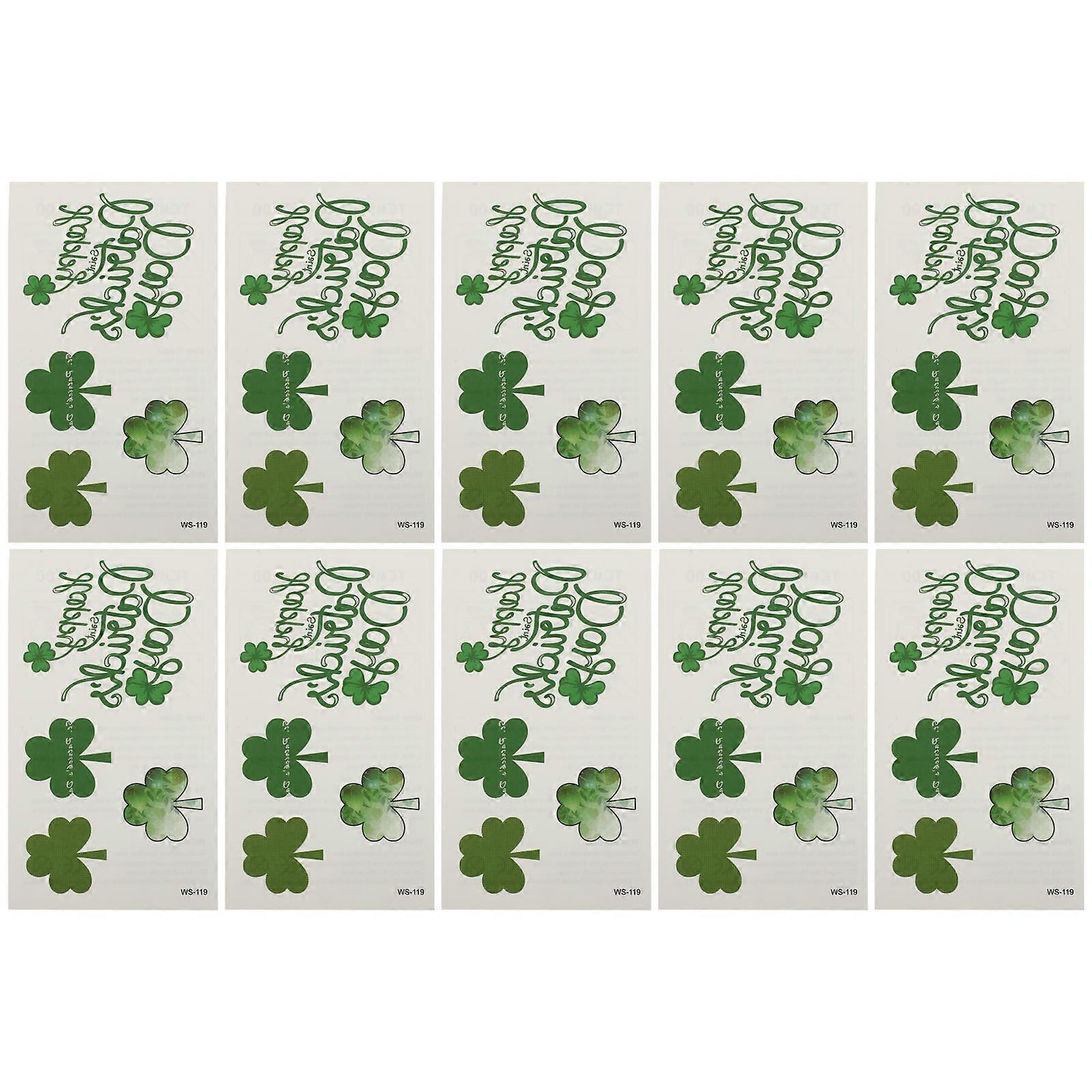 Four-Leaf Pattern Stickers Temporary Tattoos for Kids 10 Sheets