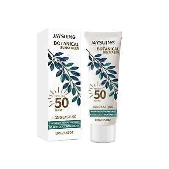 Botanische getönte Sonnencreme LSF 50, Breitband-UV-Schutz, feuchtigkeitsspendende Creme, nicht fettend, kein weißer Film, atmungsaktiv, für den täglichen Sonnenschutz im Freien, 100 g
