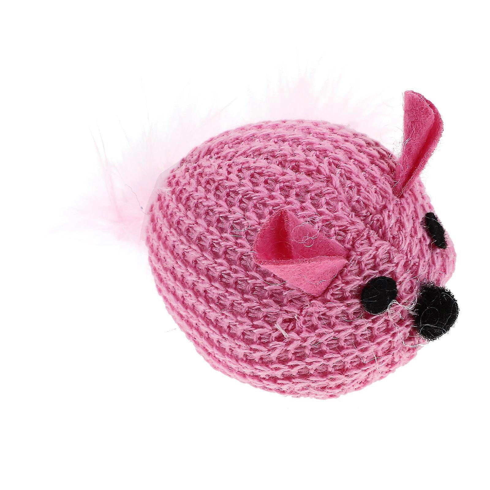 Knitted Plumage Mouse Toy for Cats 3Pcs Soft Interactive Plush Set